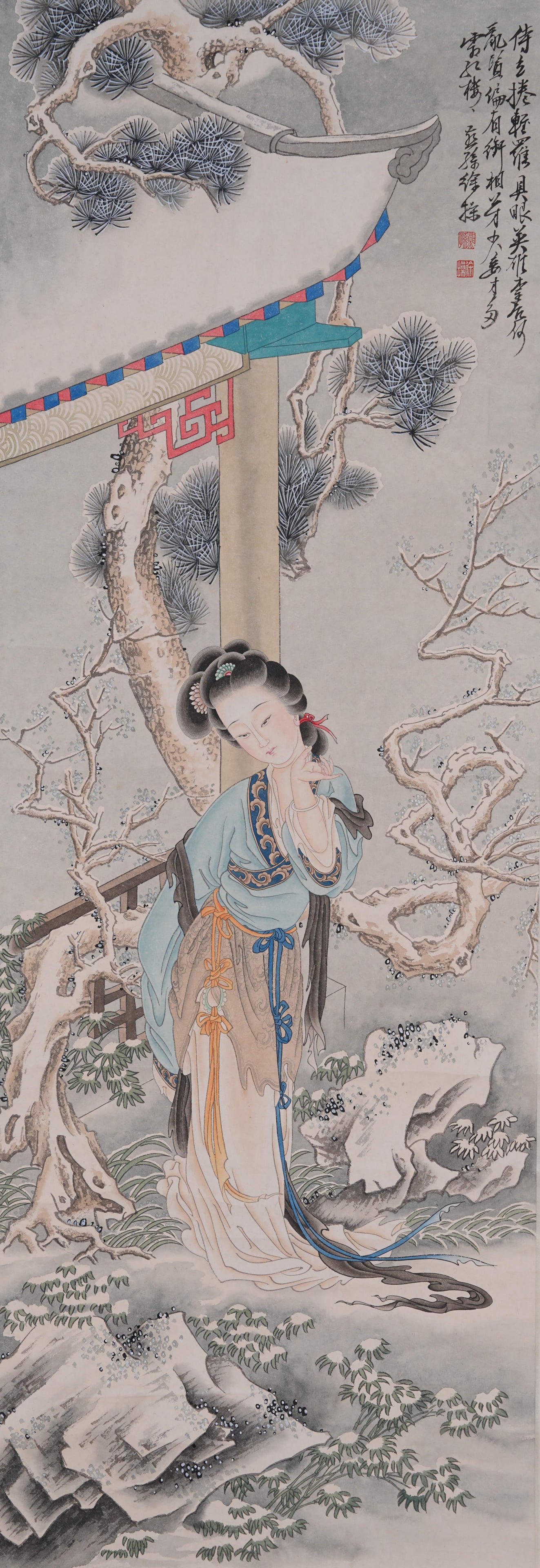 A BEAUTY PAINTING ON PAPER BY XU CAO.徐操: Beauty Painting on Paper by Xu Cao.徐操