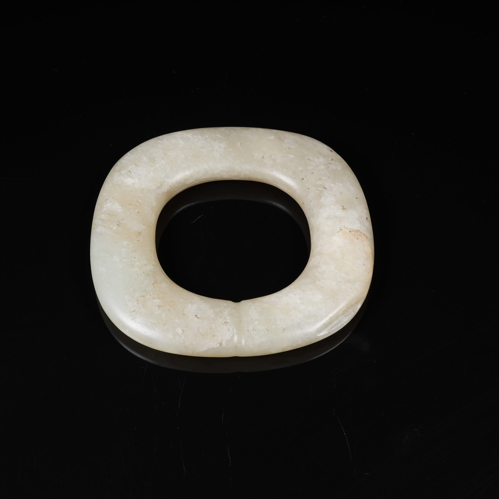 A HONGSHAN CULTURE ARCHAIC JADE BI DISC: Hongshan Culture Archaic Jade Bi Disc