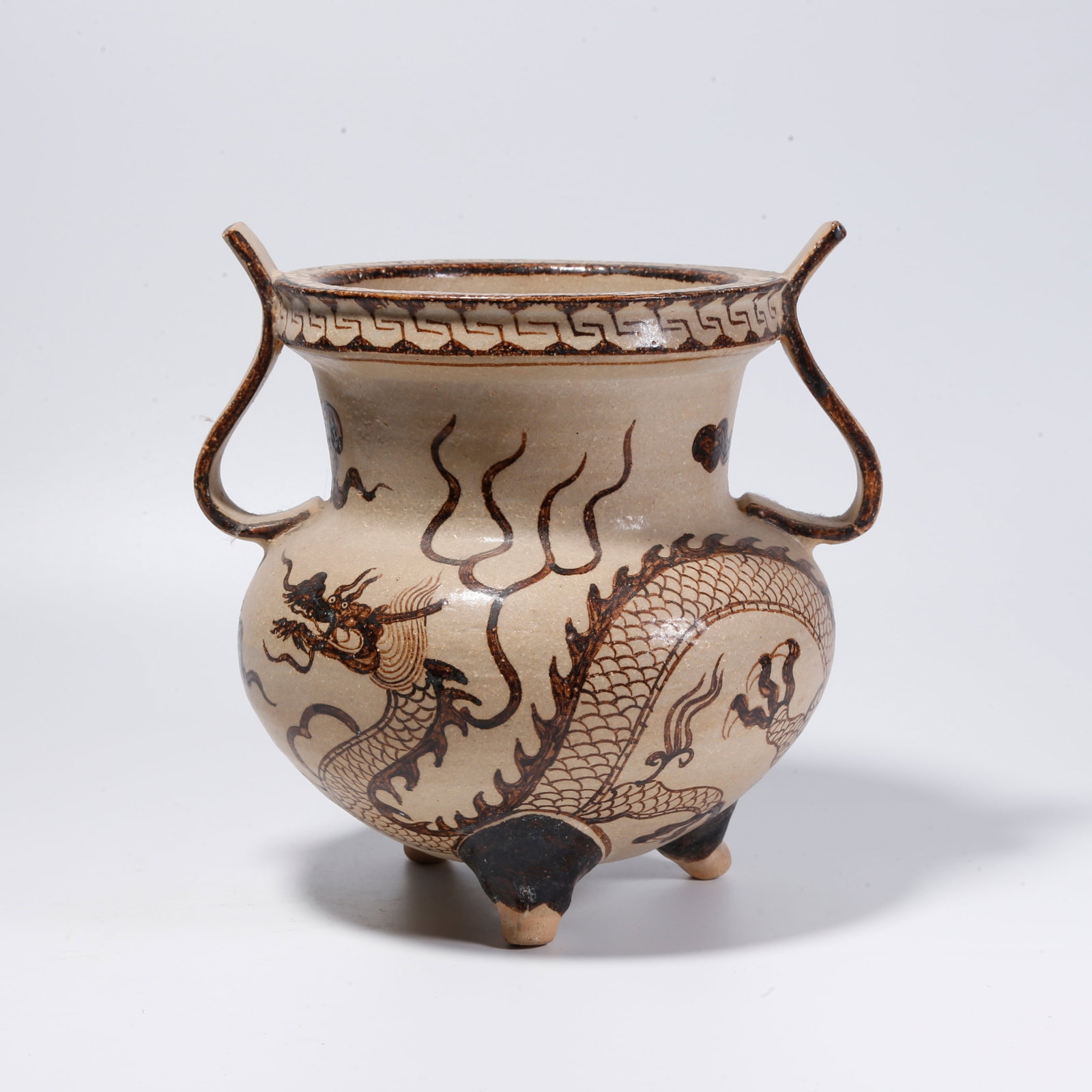 A JIZHOU KILN DOUBLE-HANDLED CENSER WITH DRAGON PATTERN (1 of 9)