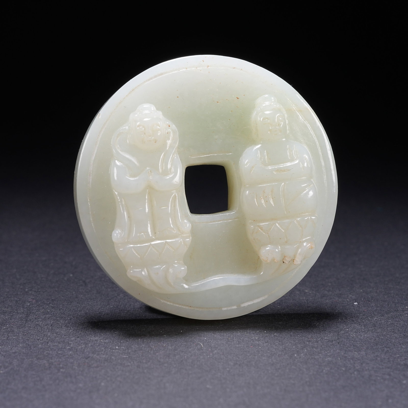 A HETIAN JADE CHUNHUA YUANBAO ACCESSORIES: Hetian Jade Chunhua Yuanbao Accessories