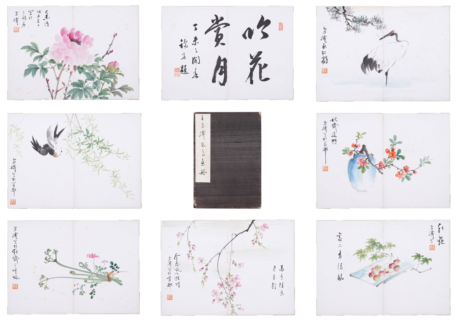 A ALBUM OF FLOWER AND BIRD PAINTINGS ON PAPER BY WANG XUETAO (21 LEAVES).王雪濤: Album of Flower and Bird Paintings on Paper by Wang Xuetao (21 Leaves).王雪濤