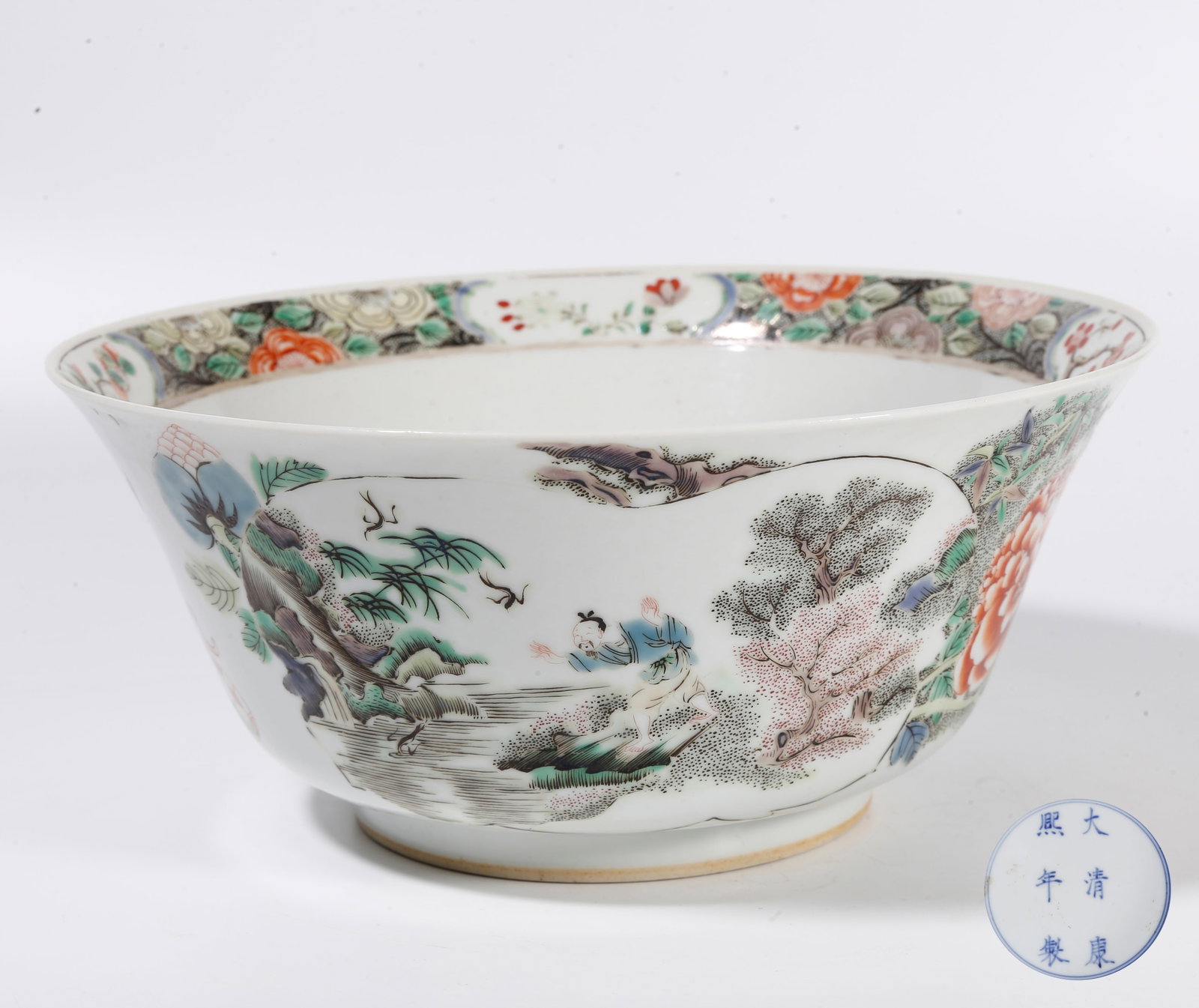 A FAMILLE ROSE BOWL WITH FIGURE STORY PATTERN: Famille Rose Bowl with Figure Story Pattern