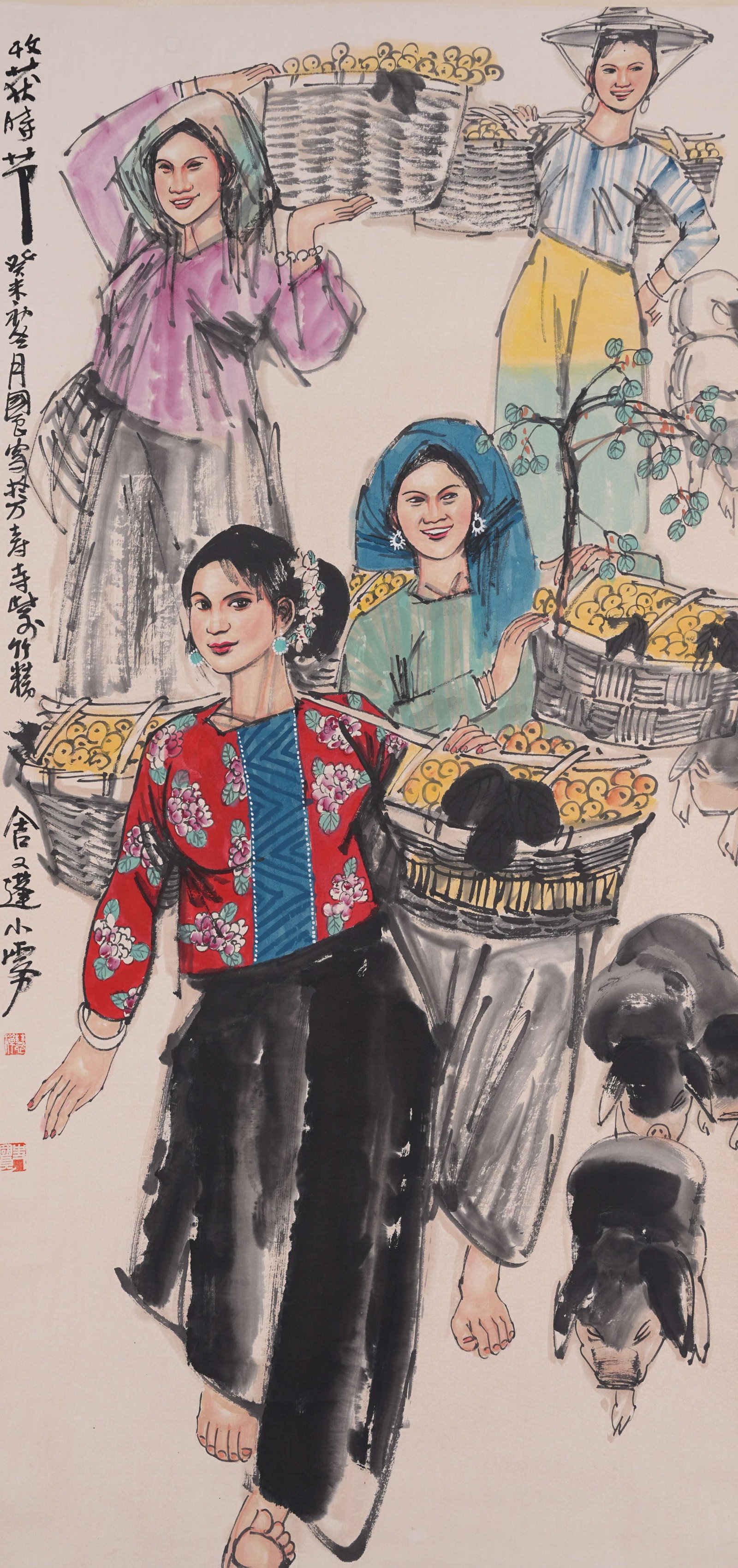 A NARRATIVE FIGURE PAINTING ON PAPER BY SHI GUOLIANG.史國良: Narrative Figure Painting on Paper by Shi Guoliang.史國良