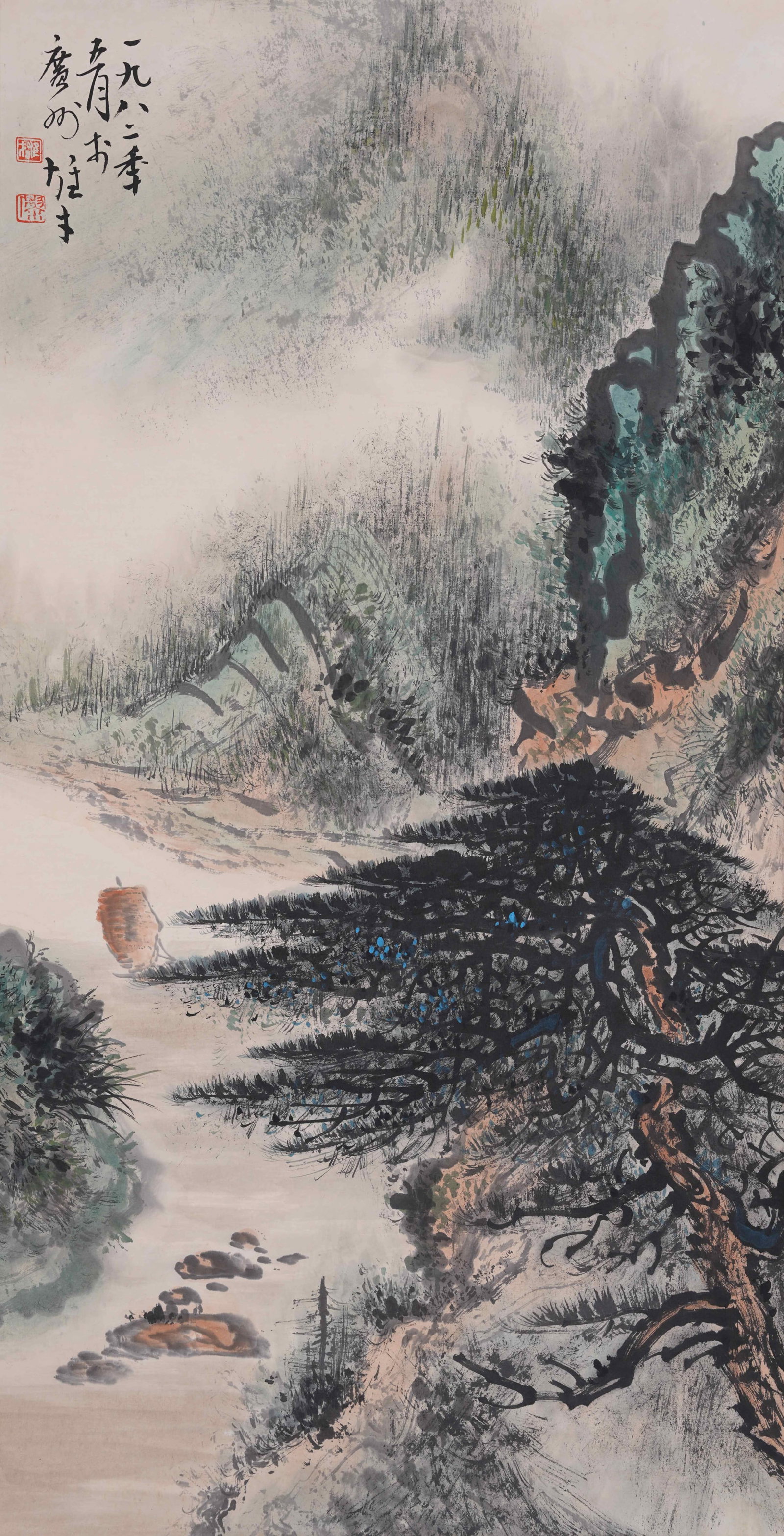 A LANDSCAPE PAINTING ON PAPER BY LI XIONGCAI.黎雄才: Landscape Painting on Paper by Li Xiongcai.黎雄才