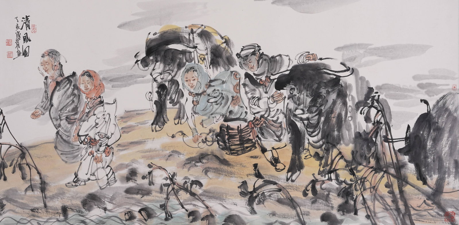 A NARRATIVE FIGURE PAINTING MOUNT ON PAPER BY ANONYMOUS. (1 of 10)