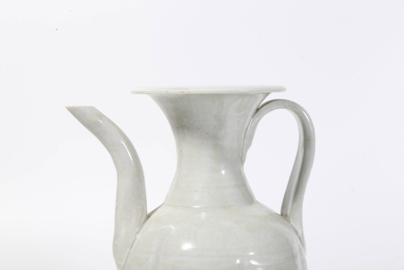 A SHADOW CELADON MELON-RIBBED EWER - 2