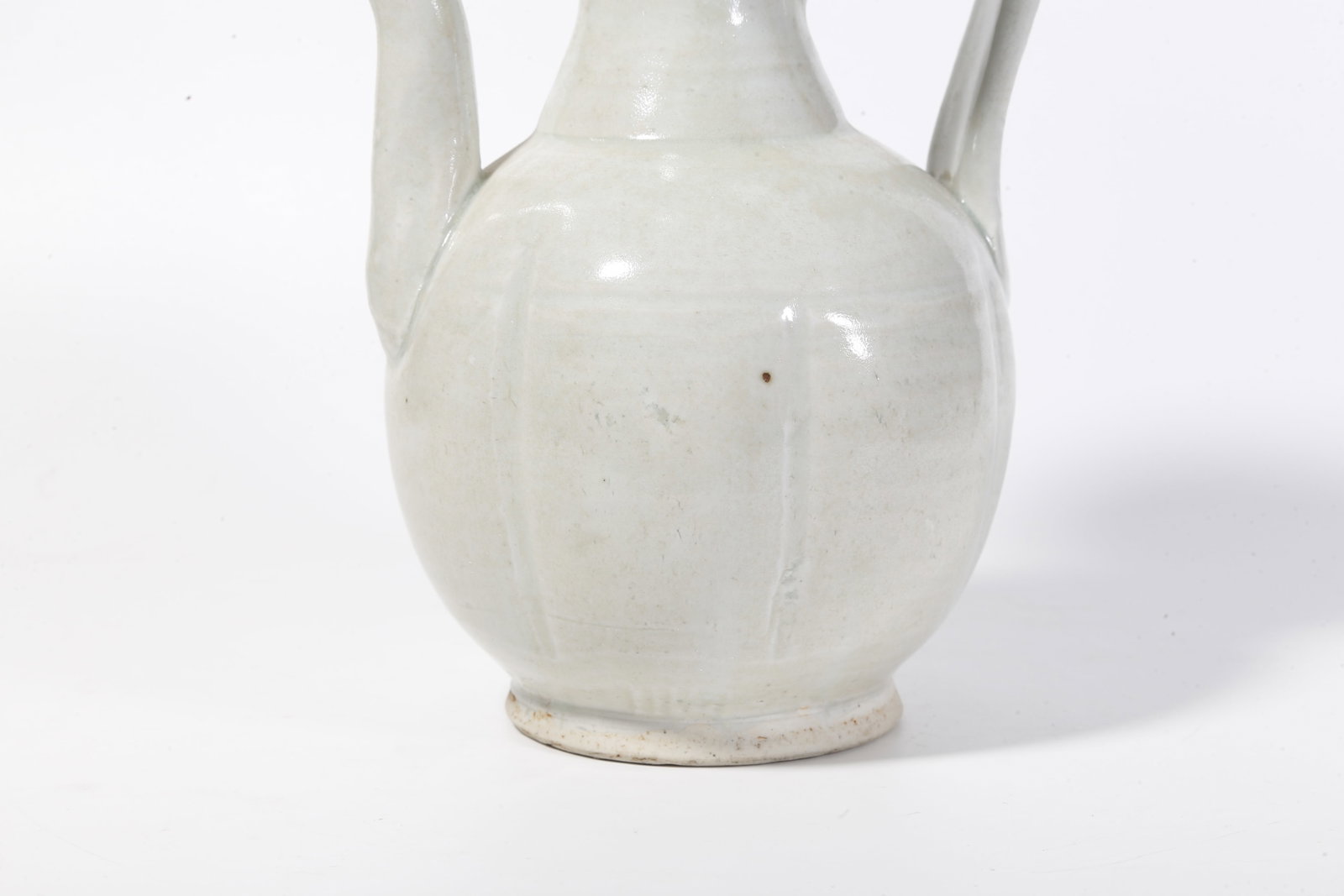 A SHADOW CELADON MELON-RIBBED EWER - 3