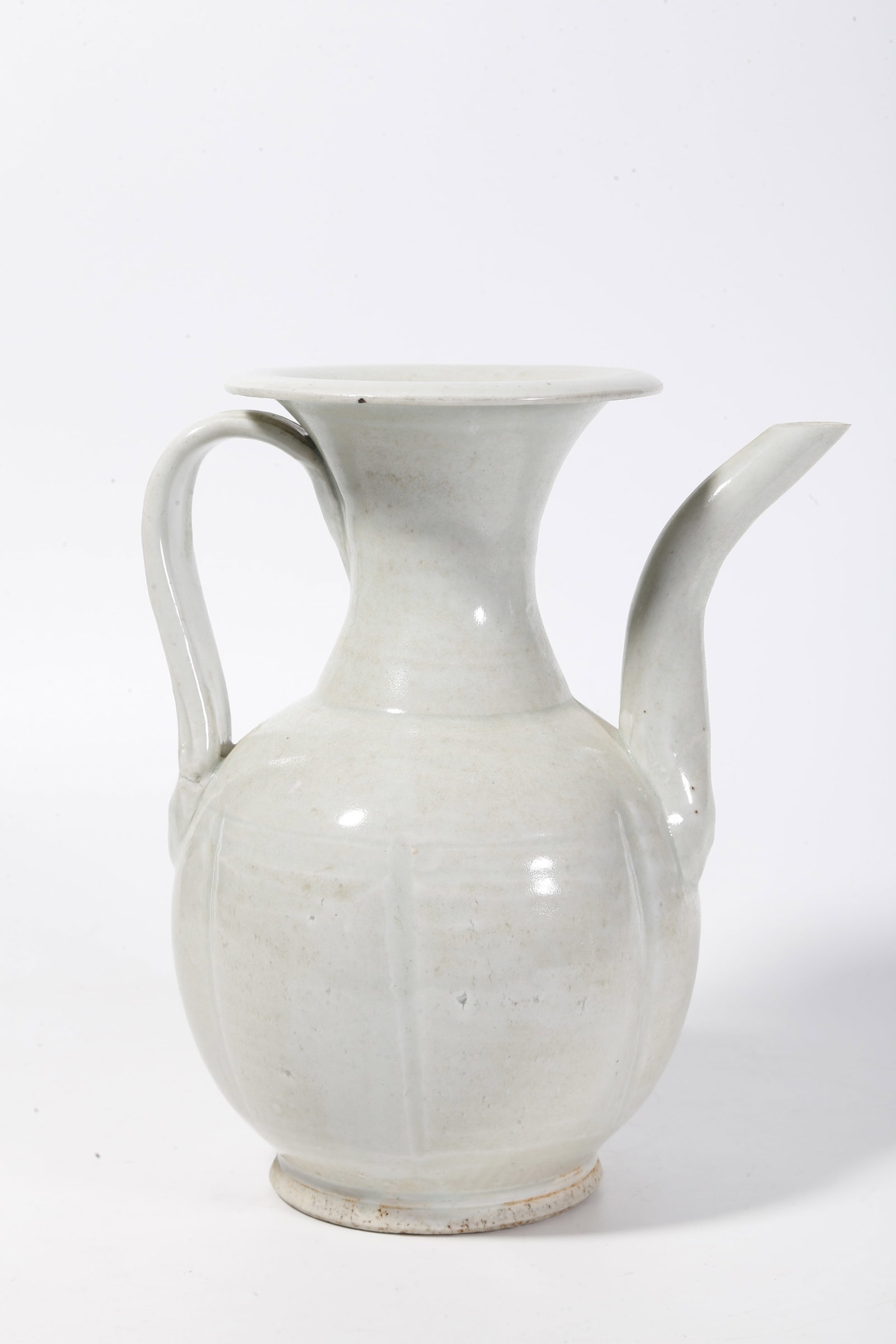 A SHADOW CELADON MELON-RIBBED EWER - 5