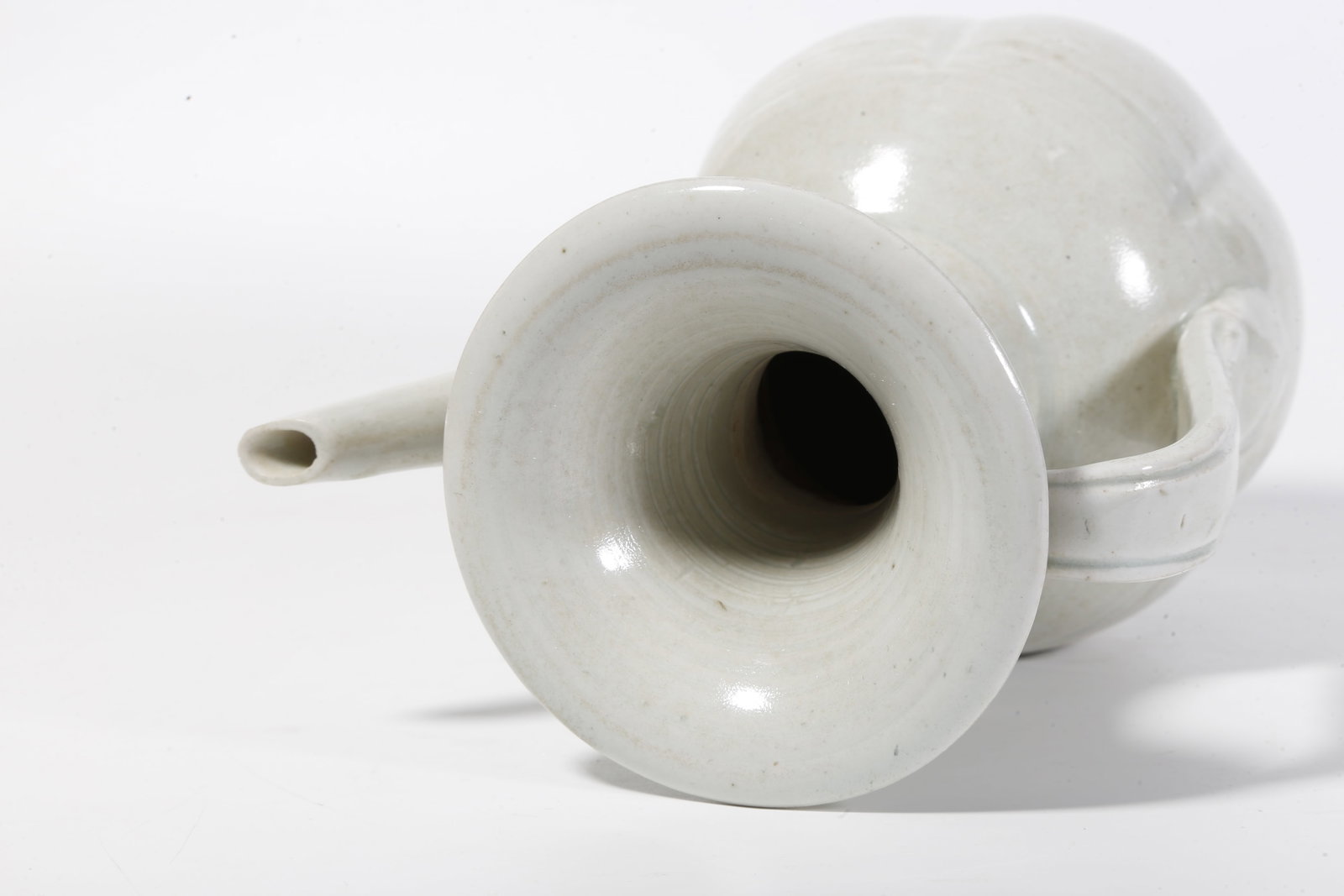 A SHADOW CELADON MELON-RIBBED EWER - 8
