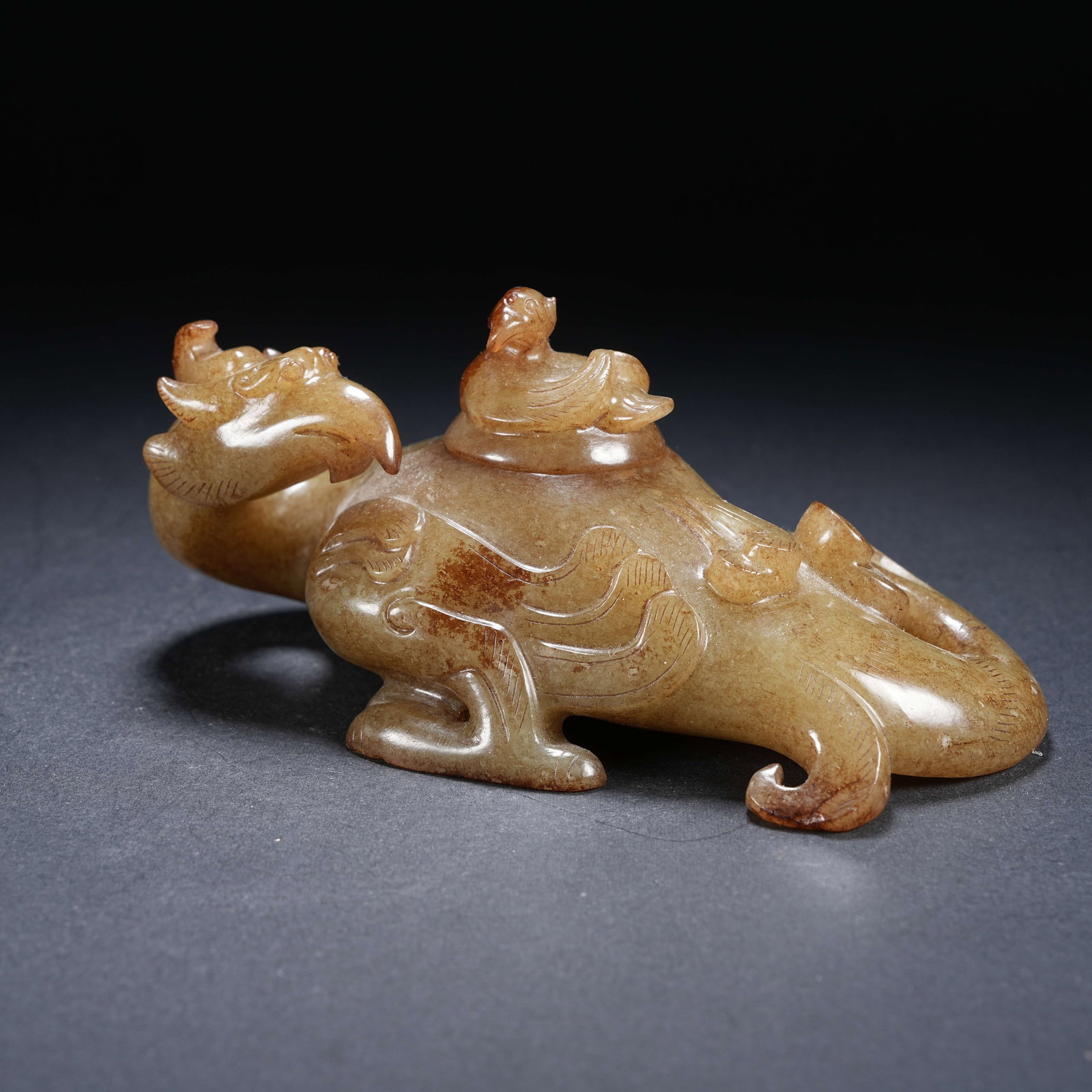 A ARCHAIC JADE PHOENIX ZUN: Archaic Jade Phoenix Zun
