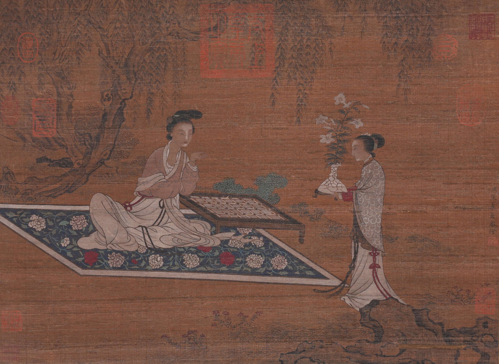 A BEAUTY PAINTING ON SILK BY JIAO BINGZHEN.焦秉貞: Beauty Painting on Silk by Jiao Bingzhen.焦秉貞