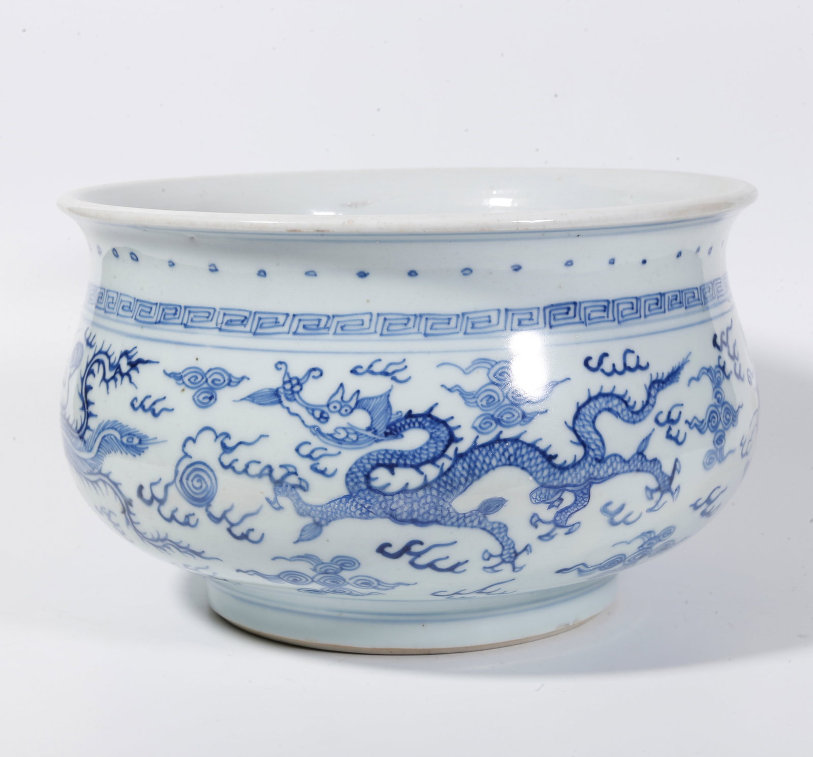 A BLUE AND WHITE DRAGON AND PHOENIX PATTERN INCENSE BURNER (1 of 8)