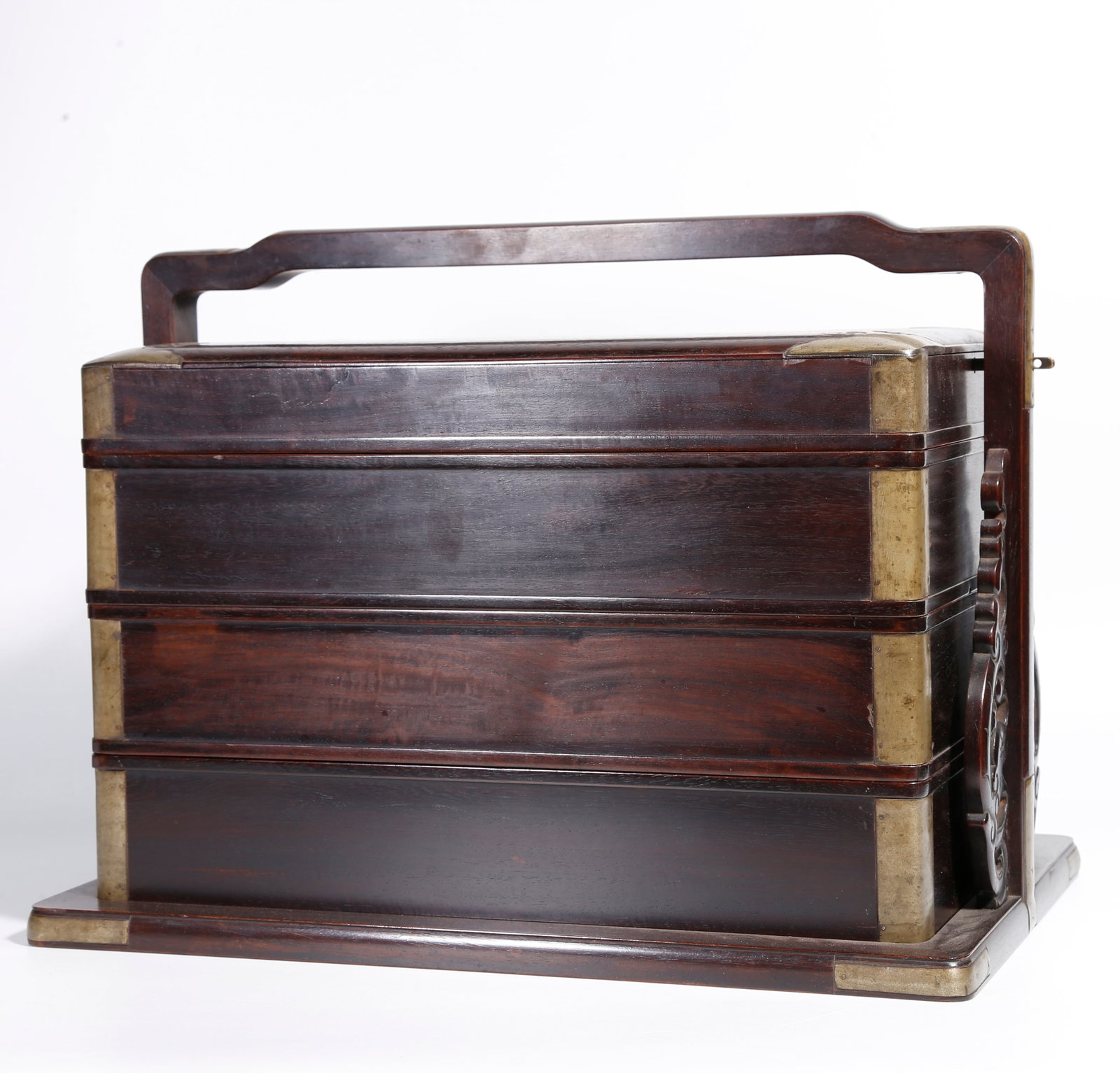 A RED SANDALWOOD FOOD BOX: Red Sandalwood Food Box