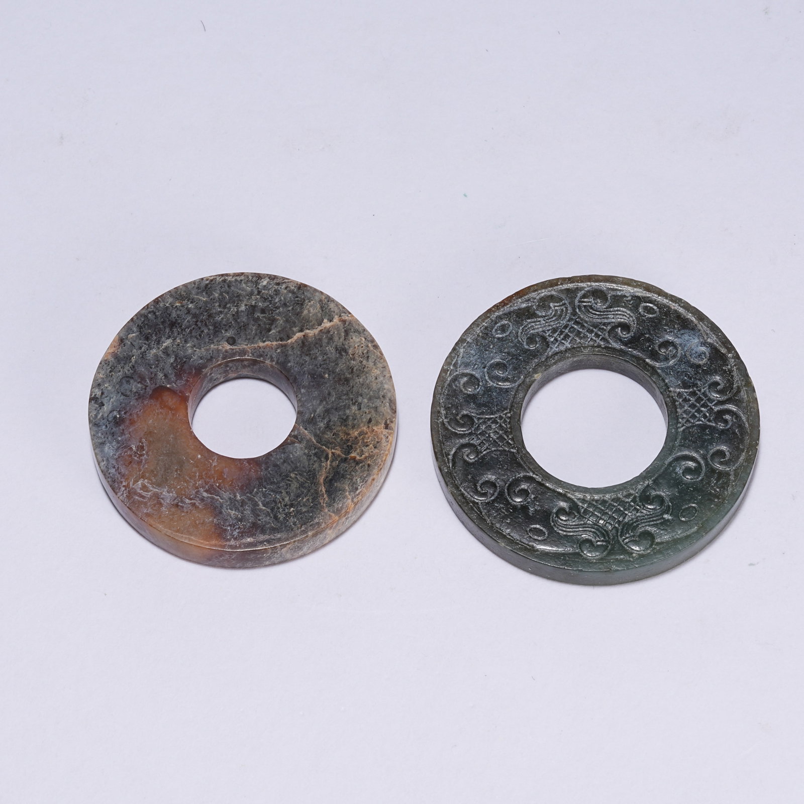 A SET OF ANCIENT JADE BI DISCS (1 of 10)