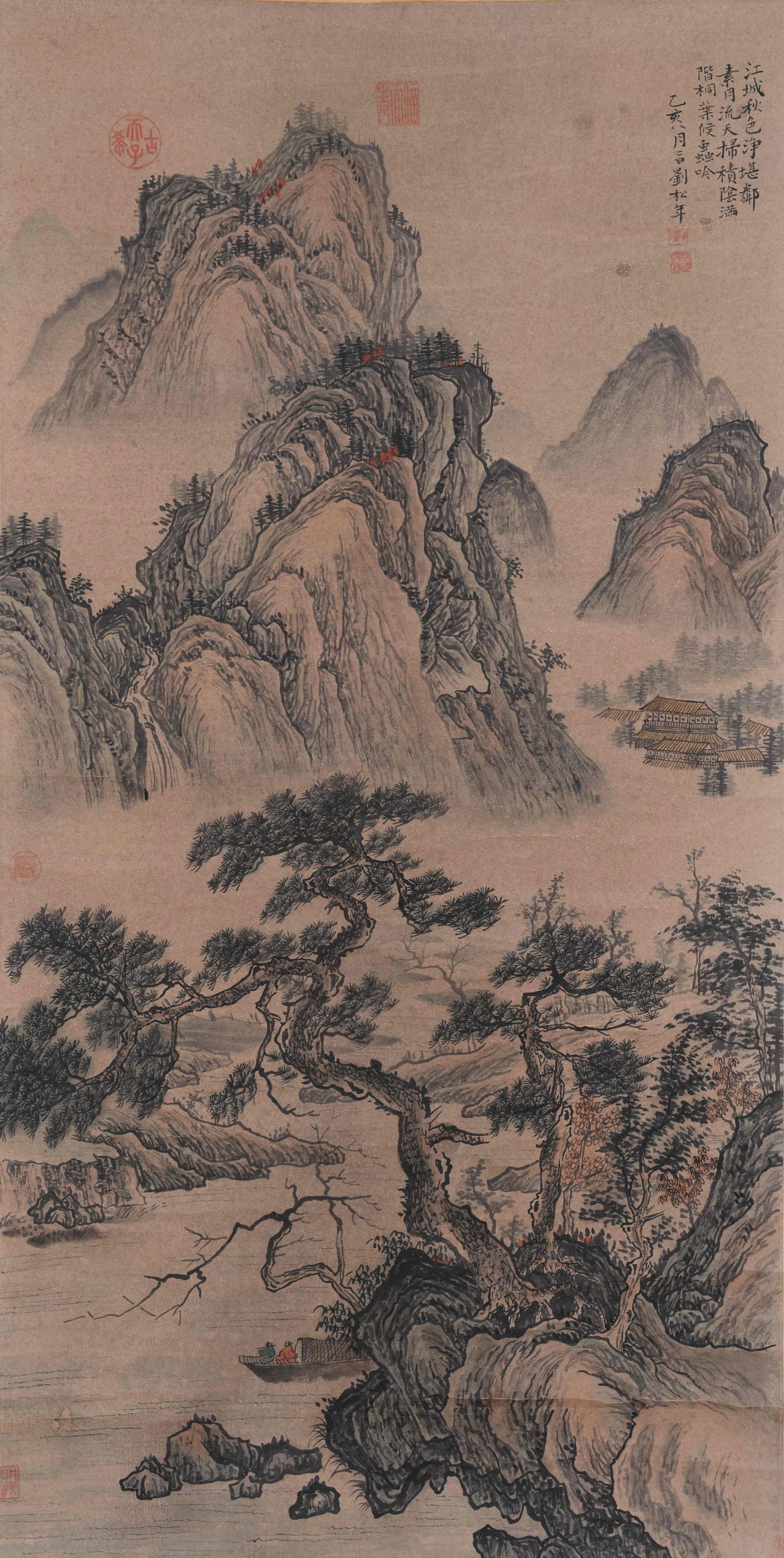 A LANDSCAPE PAINTING ON PAPER BY LIU SONGNIAN.劉松年: Landscape Painting on Paper by Liu Songnian.劉松年