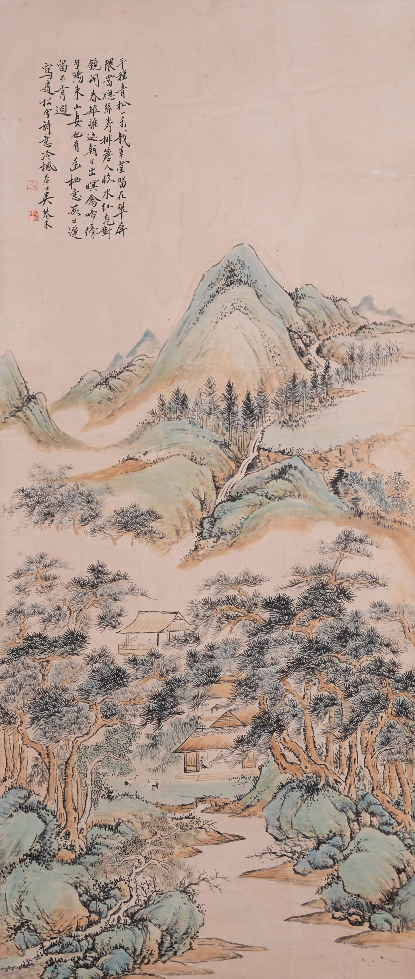 A LANDSCAPE PAINTING ON PAPER BY WU QINMU.吳琴木: Landscape Painting on Paper by Wu Qinmu.吳琴木