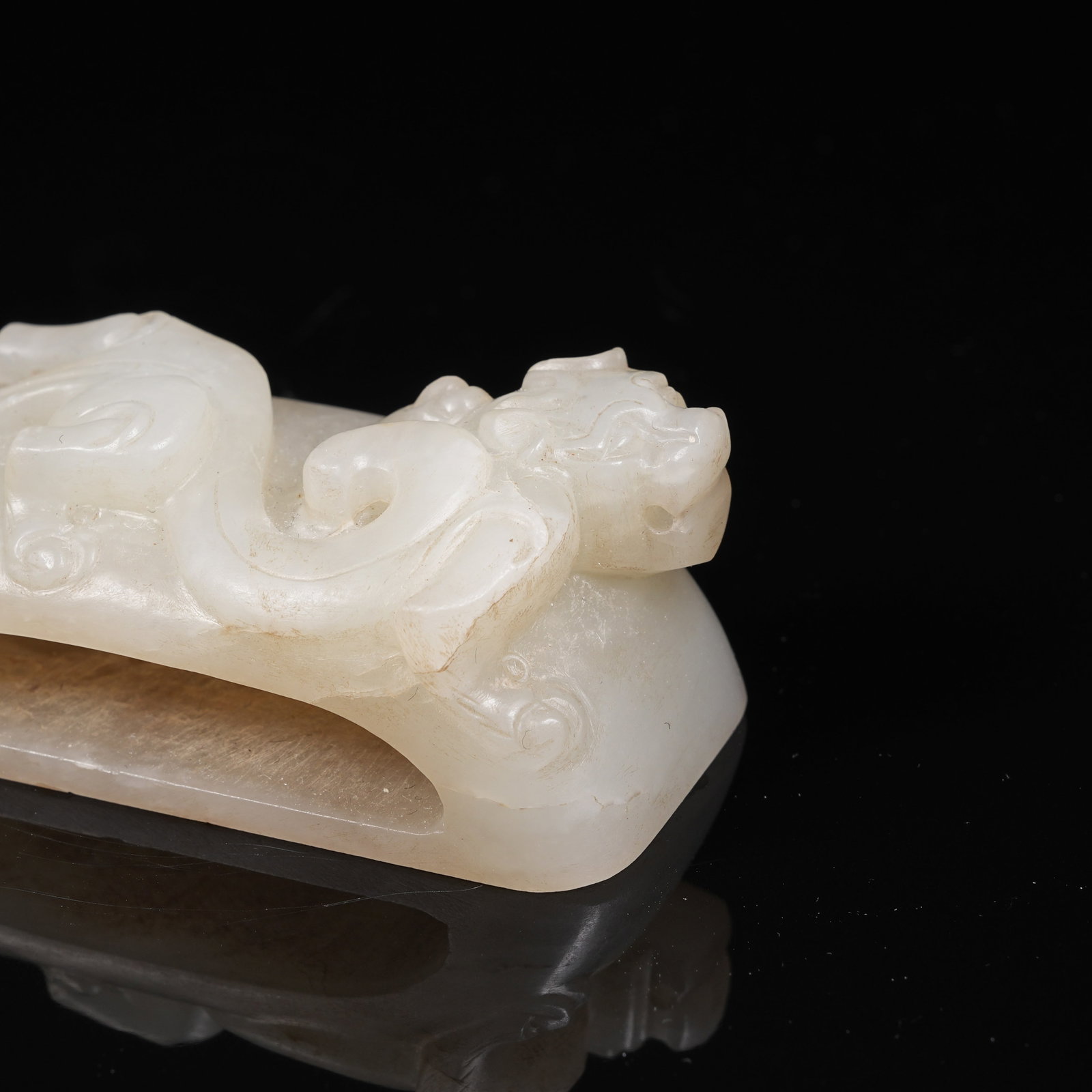 A NEPHRITE SWORD GUARD WITH CHI DRAGON PATTERN - 7