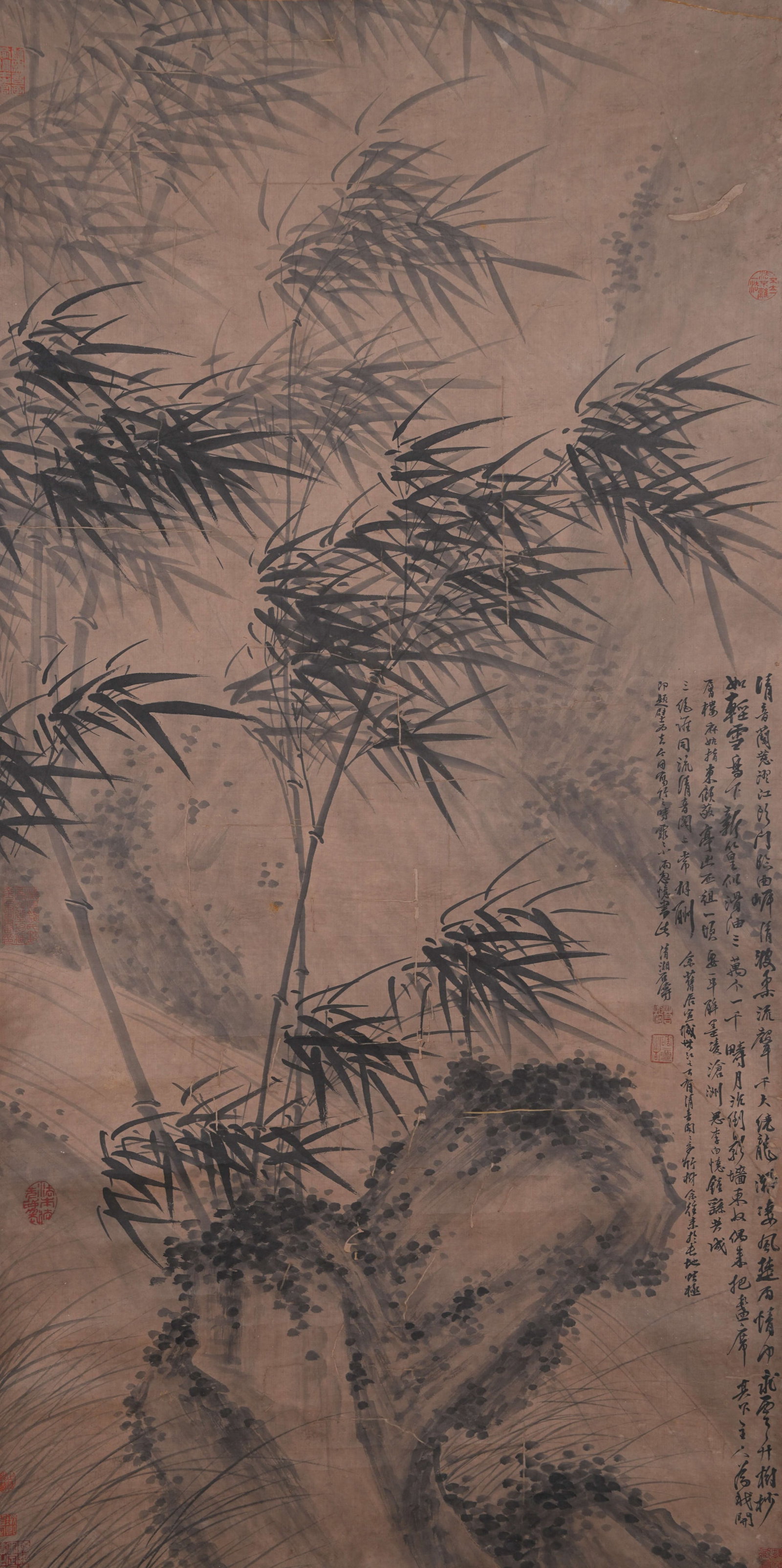 A BAMBOO AND ROCK PAINTING ON PAPER BY SHITAO.石濤: Bamboo and Rock Painting on Paper by Shitao.石濤