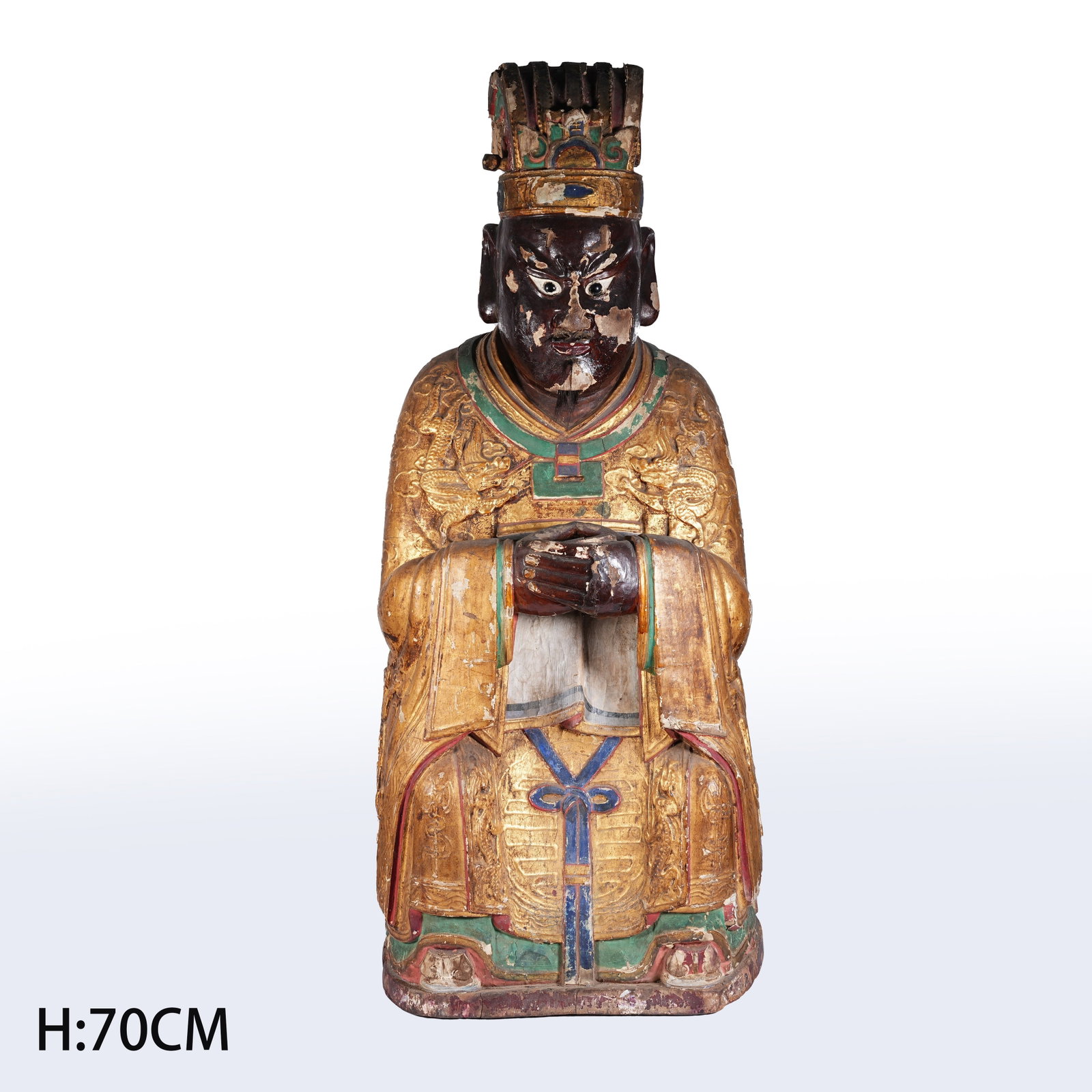 A PAINTED WOOD GOD OF FORTUNE ORNAMENT (1 of 9)