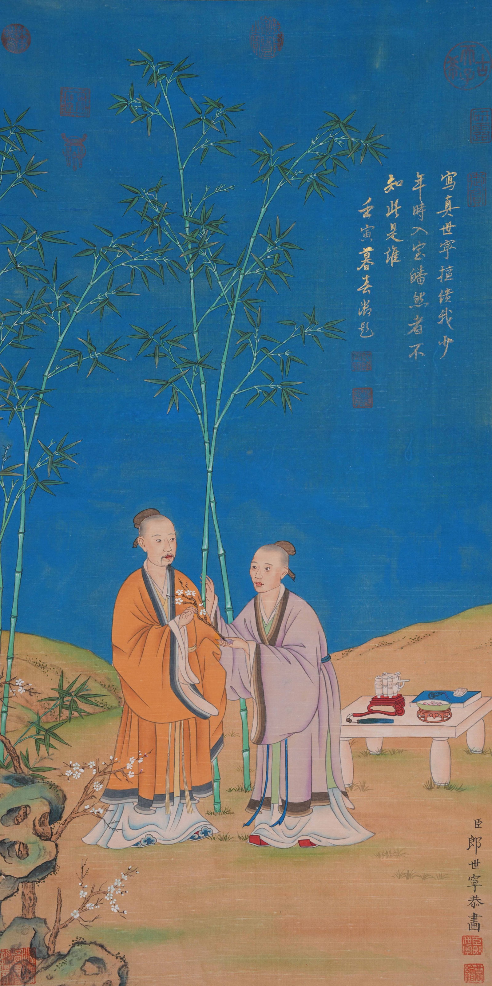 A FIGURE PAINTING ON SILK BY GIUSEPPE CASTIGLIONE.郎世寧 (1 of 9)