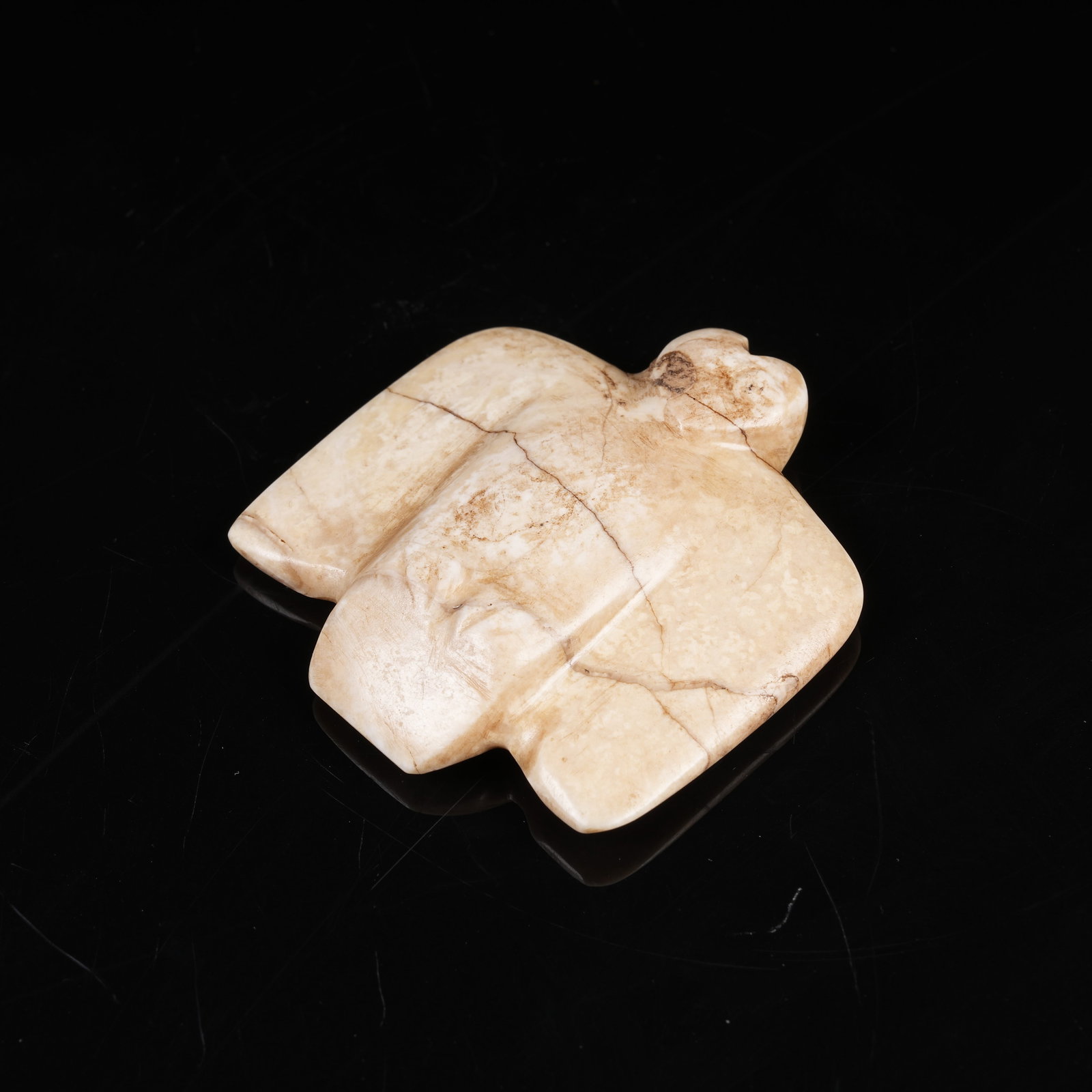 A ARCHAIC JADE OWL PENDANT: Archaic Jade Owl Pendant
