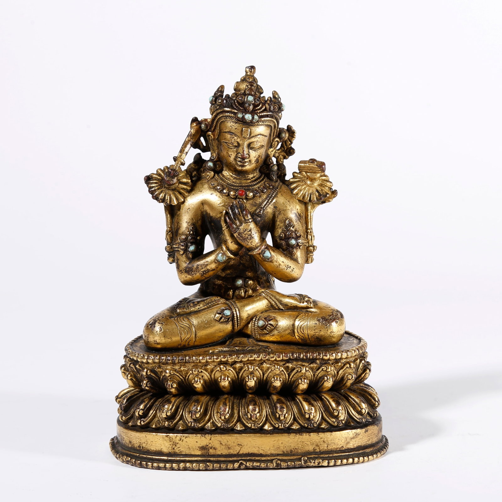 A GILT BRONZE STATUE OF MANJUSHRI BODHISATTVA (1 of 9)