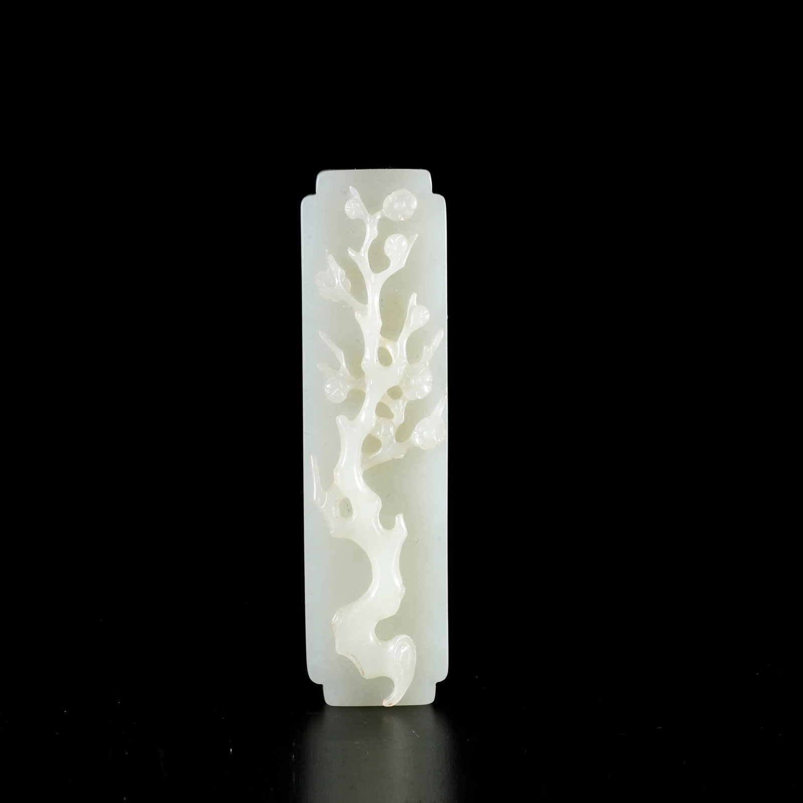 A PLUM BLOSSOM PATTERN HETIAN JADE PAPERWEIGHT: Plum Blossom Pattern Hetian Jade Paperweight