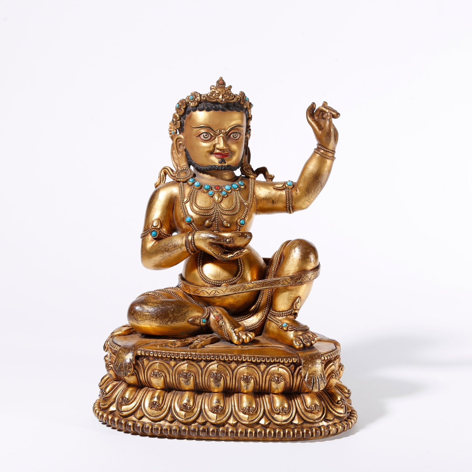 A GILT BRONZE STATUE OF VIRUPA: Gilt Bronze Statue of Virupa