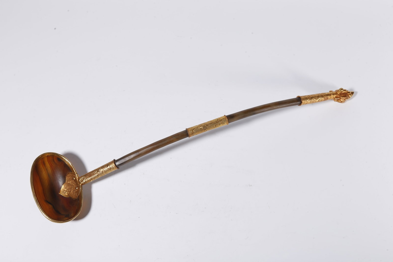 A GOLD CAPPED AGATE SPOON - 4