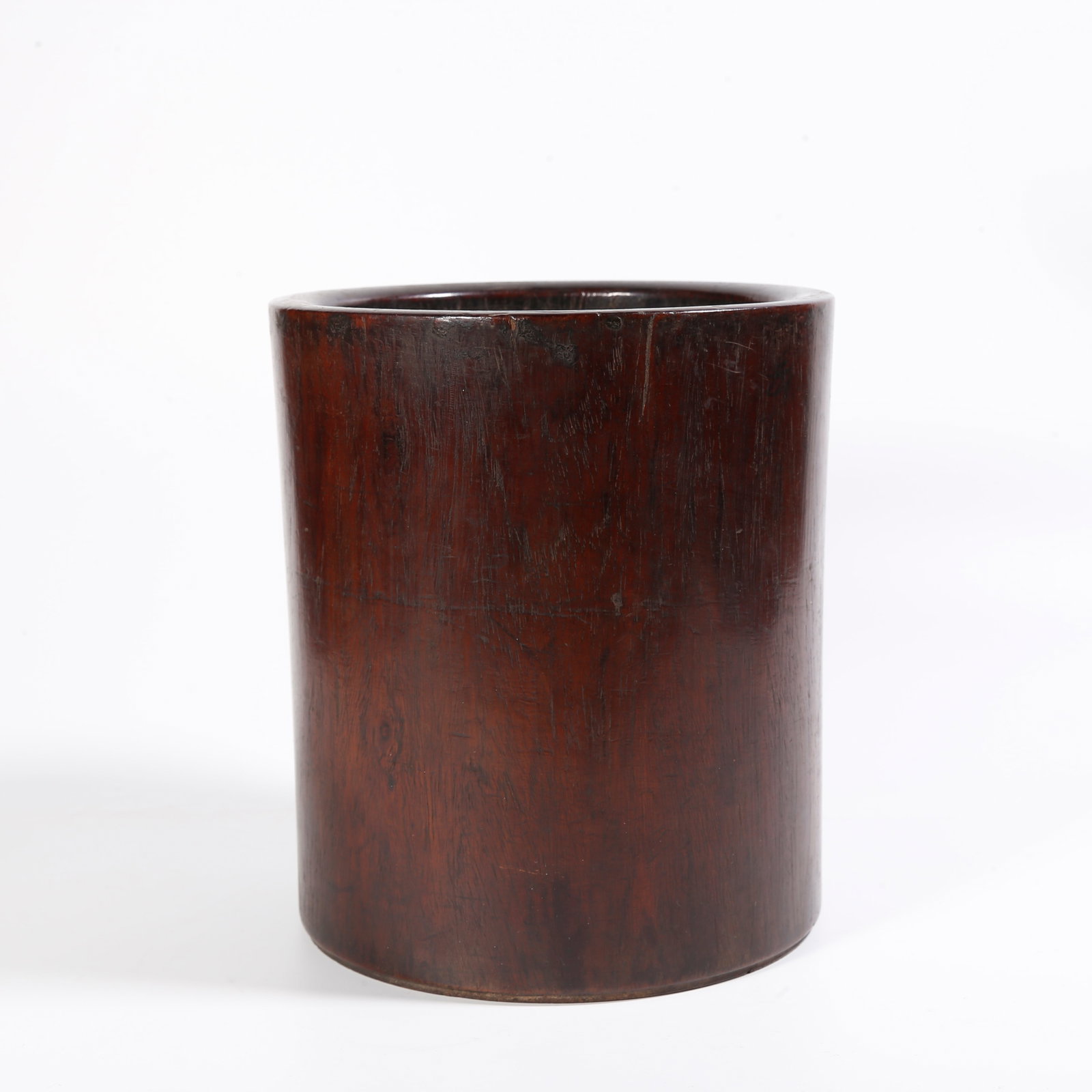 A RED SANDALWOOD BRUSH POT: Red Sandalwood Brush Pot