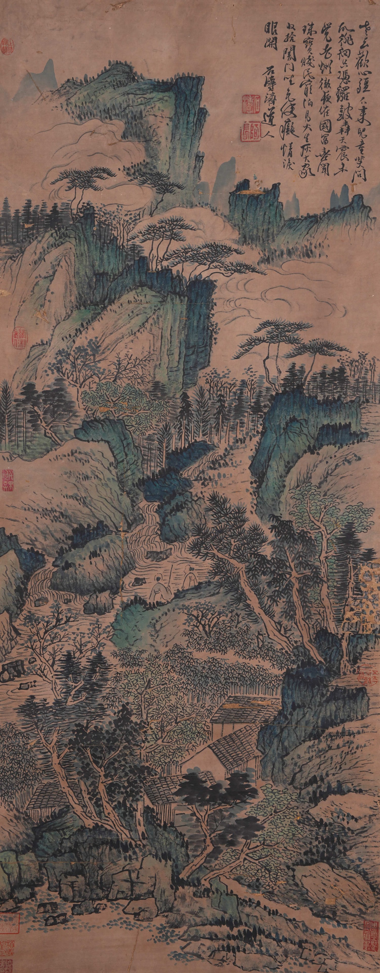 A LANDSCAPE PAINTING ON PAPER BY SHI TAO.石濤: Landscape Painting on Paper by Shi Tao.石濤