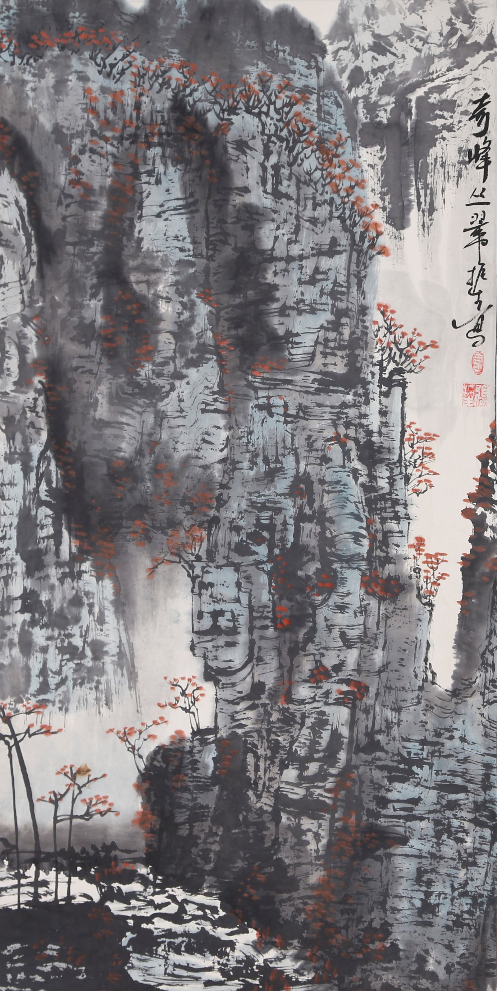 A LANDSCAPE PAINTING ON PAPER BY GAO QIFENG.高奇峰: Landscape Painting on Paper by Gao Qifeng.高奇峰