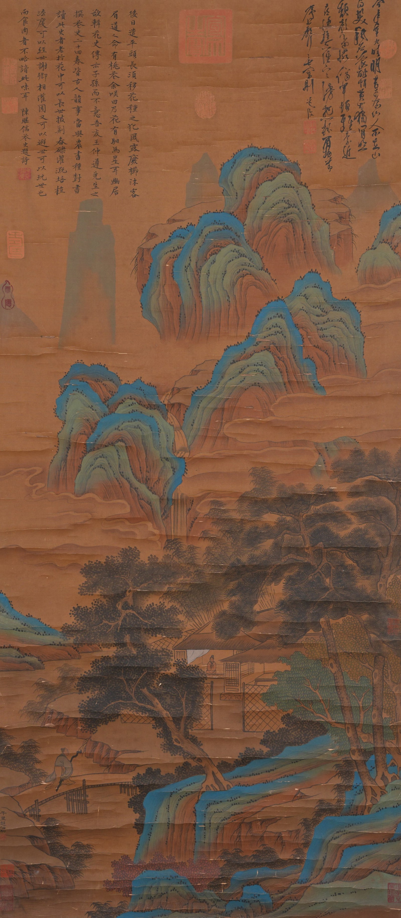 A SECLUDED DWELLING IN SUMMER MOUNTAINS PAINTING ON SILK BY ZHAO BOJU.趙伯駒: Secluded Dwelling in Summer Mountains Painting on Silk by Zhao Boju.趙伯駒
