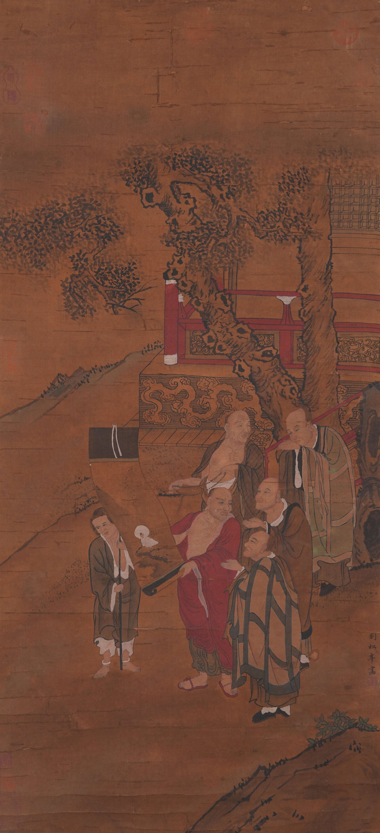 A APPRECIATING PAINTINGS PAINTING ON SILK BY LIU SONGNIAN.劉松年 (1 of 9)