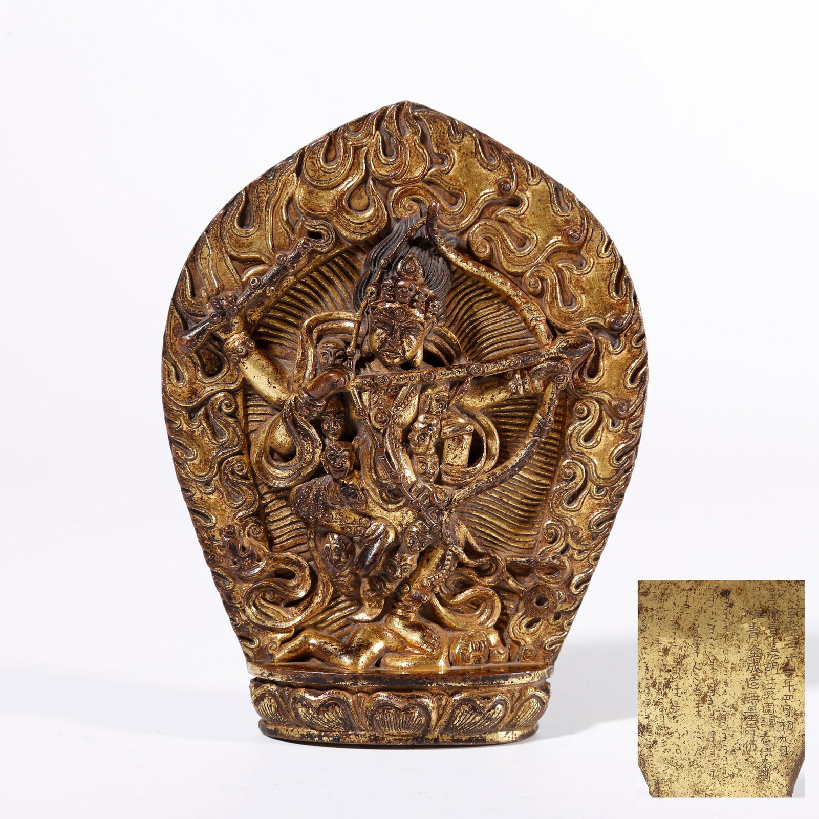 A GILT BRONZE STATUE OF KURUKULLA: Gilt Bronze Statue of Kurukulla