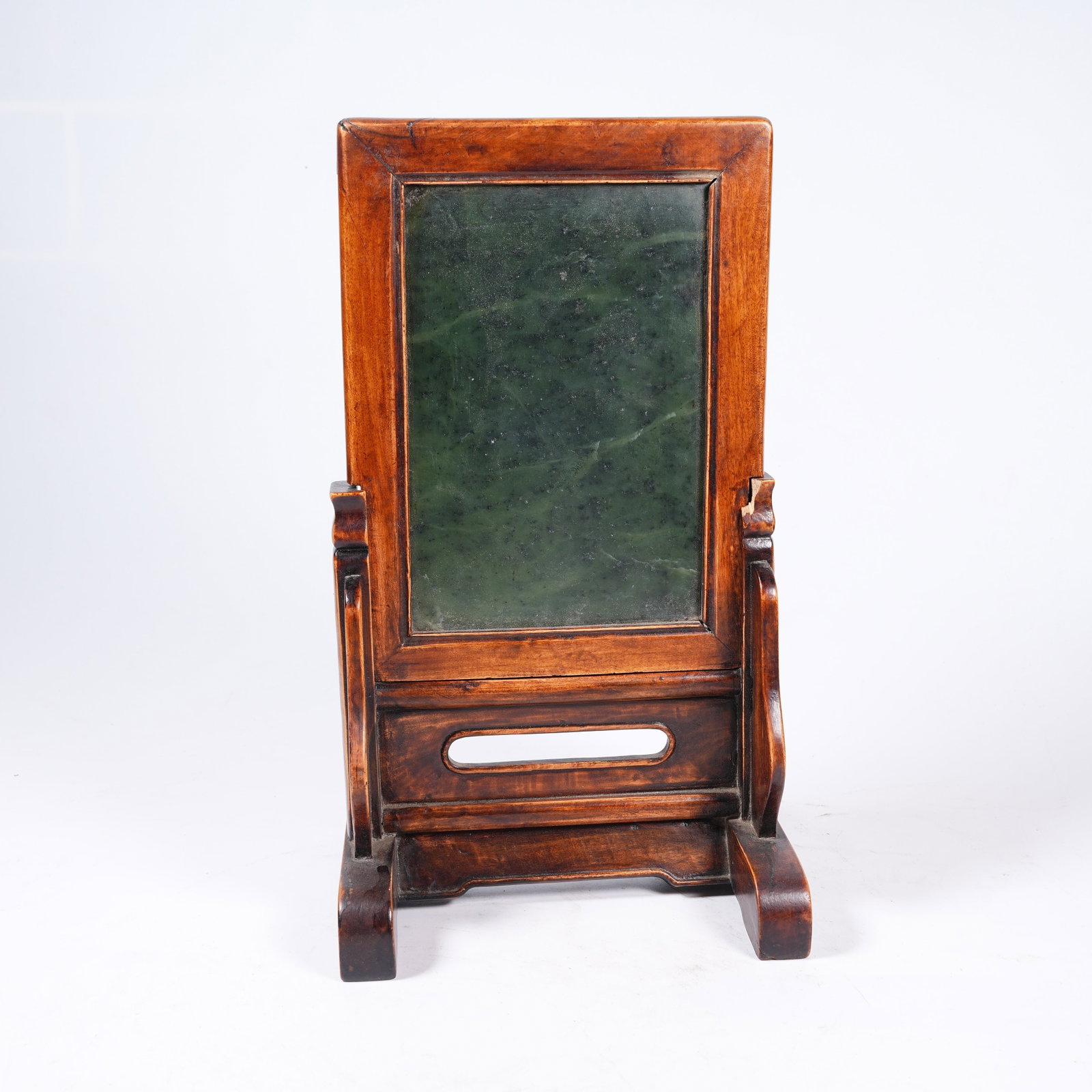 A HUANGHUALI WOOD JASPER INLAID TABLE SCREEN (1 of 9)