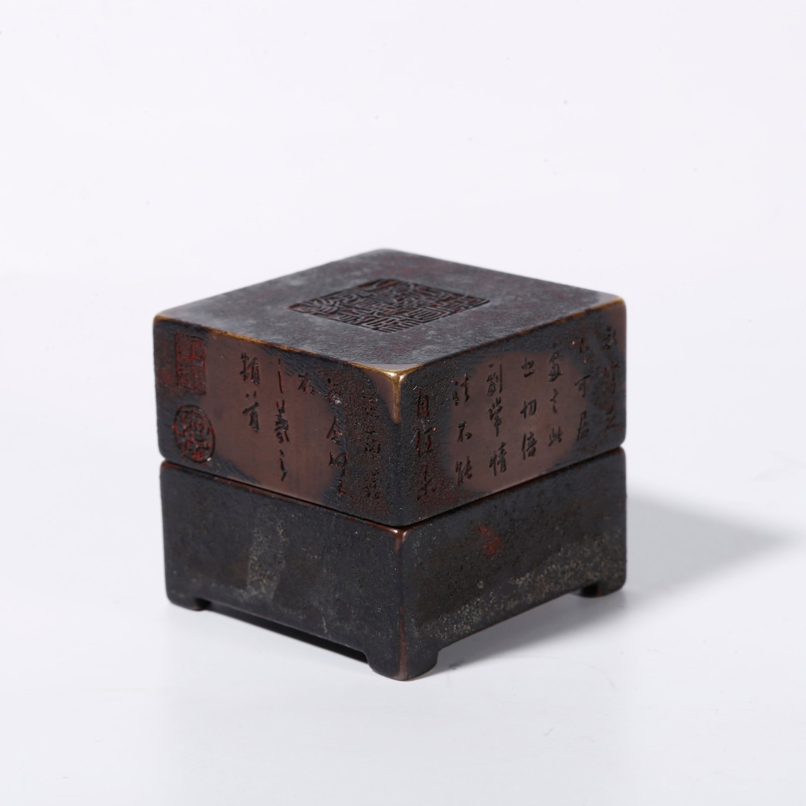 A CARVED BRONZE SEAL WITH POEM (WITH BOX) (1 of 10)