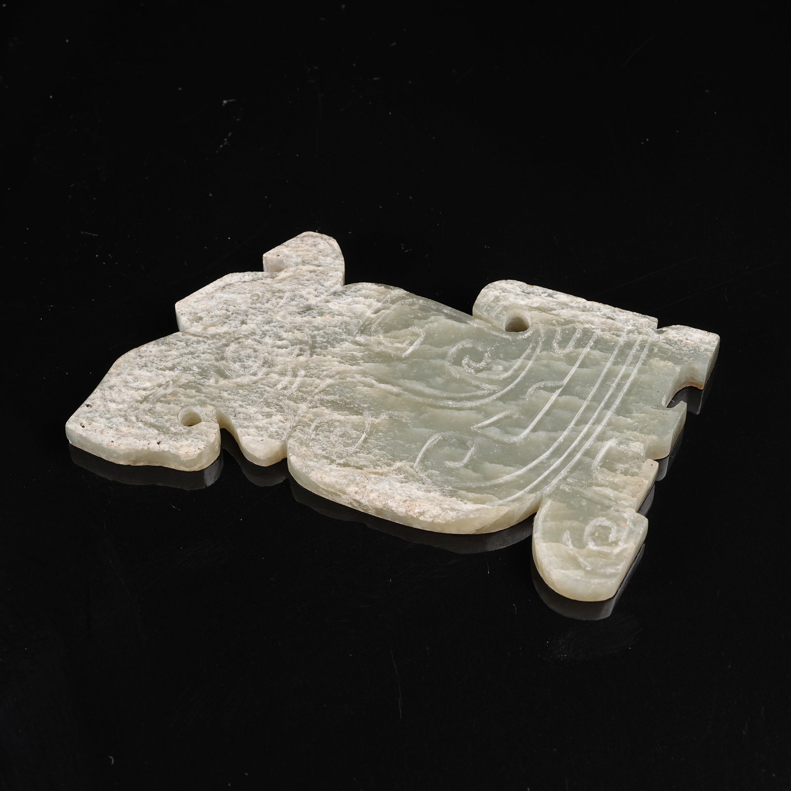 A ARCHAIC JADE PENDANT WITH BEAST PATTERN (1 of 9)