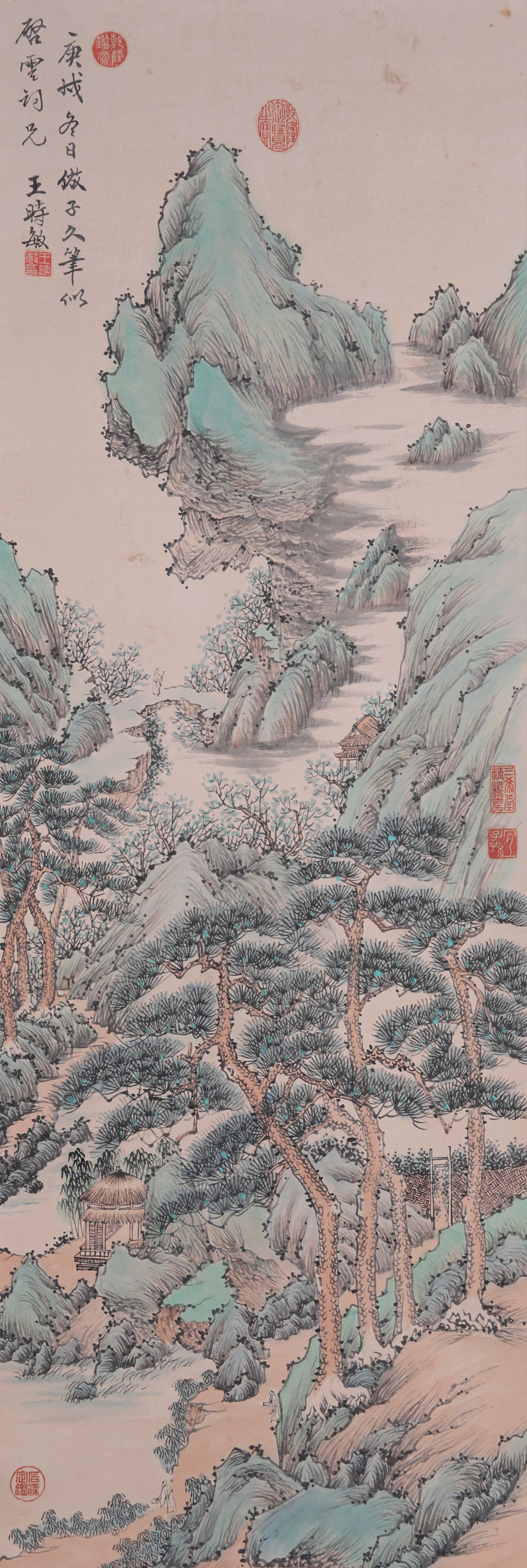 A LANDSCAPE PAINTING ON PAPER BY WANG SHIMIN.王時敏: Landscape Painting on Paper by Wang Shimin.王時敏