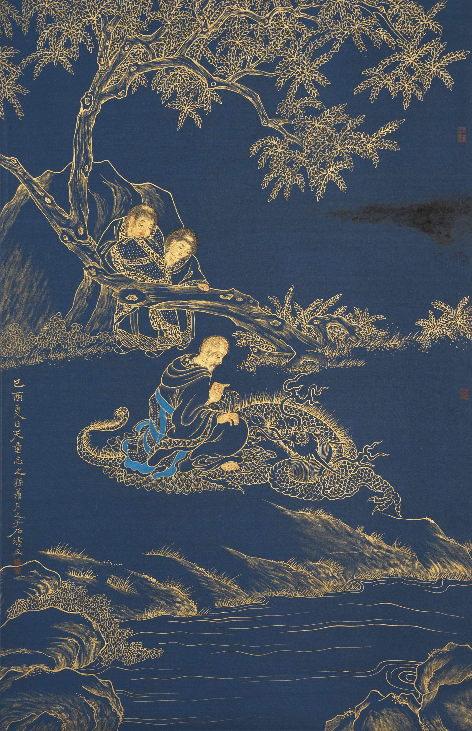 A ARHAT PAINTING ON SILK BY SHITAO.石濤: Arhat Painting on Silk by Shitao.石濤