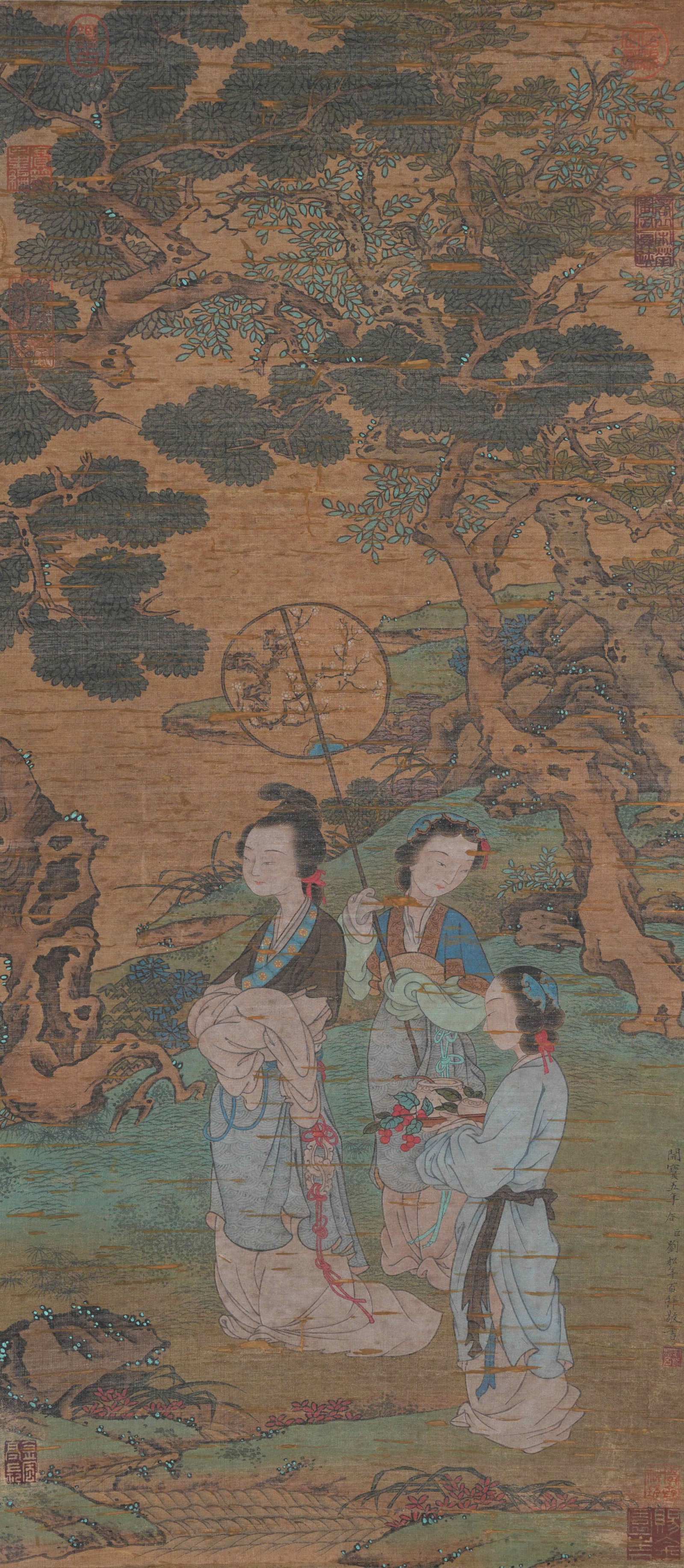 A BEAUTY PAINTING ON SILK BY LIU SONGNIAN.劉松年: Beauty Painting on Silk by Liu Songnian.劉松年