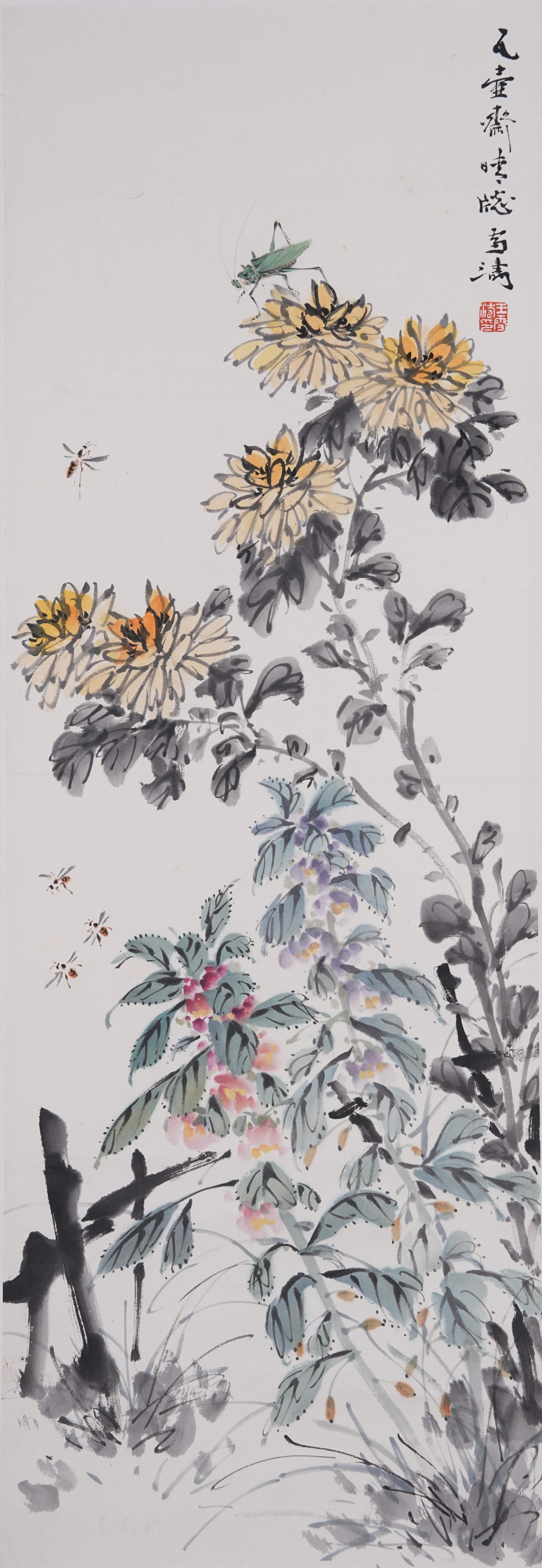 A FLOWER PAINTING ON PAPER BY WANG XUETAO.王雪濤: Flower Painting on Paper by Wang Xuetao.王雪濤