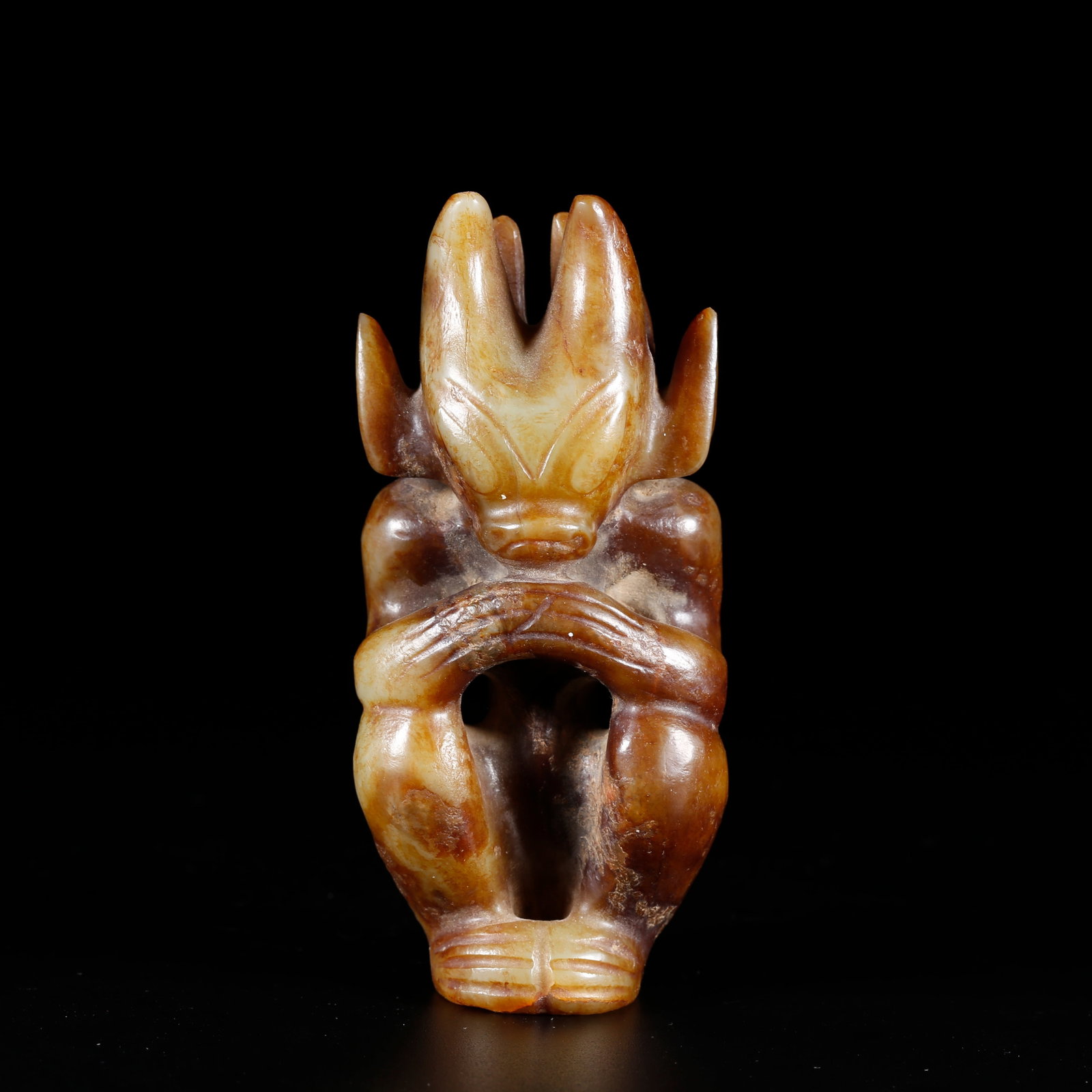 A ANCIENT JADE BEAST MASK PATTERN CONG: Ancient Jade Beast Mask Pattern Cong