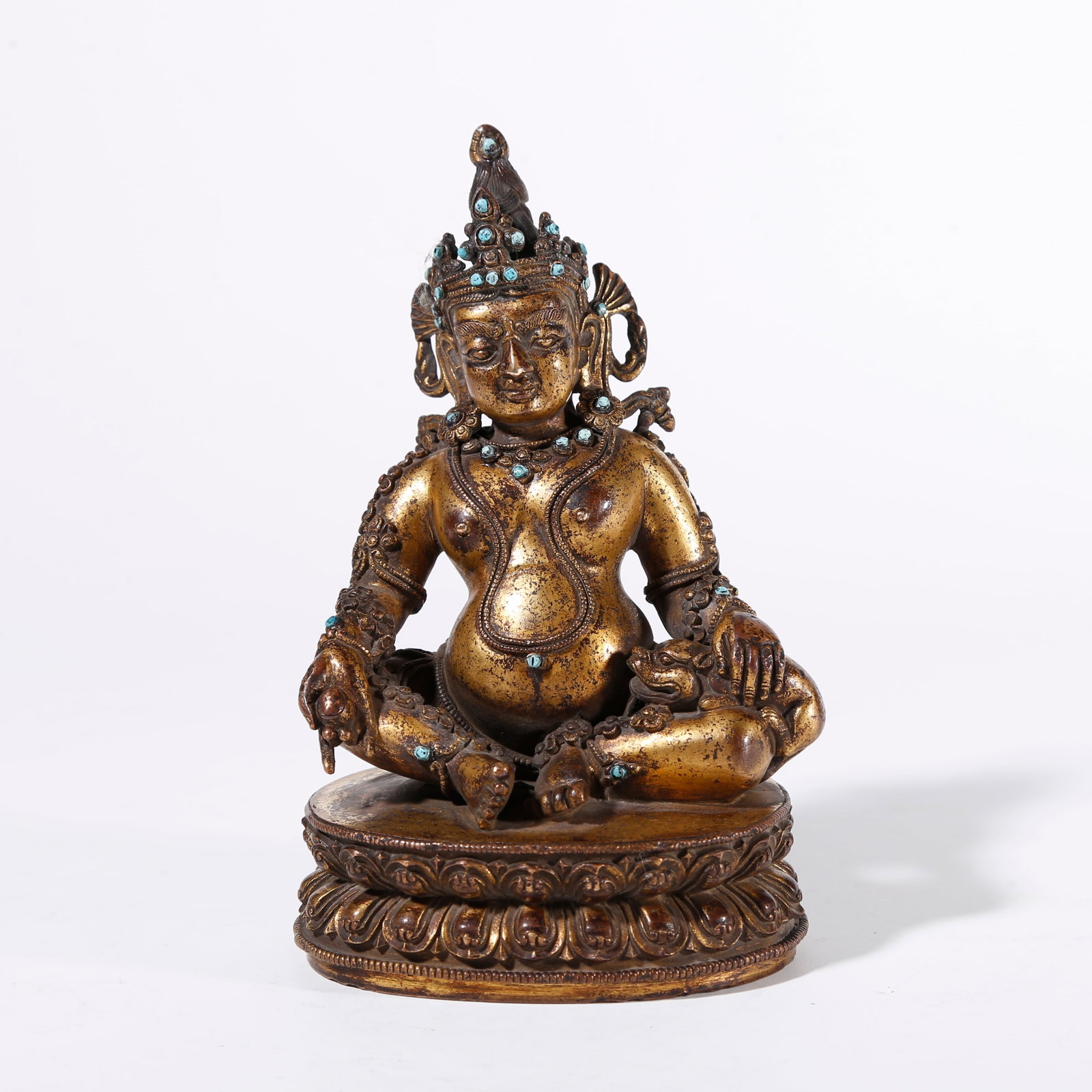 A GILT BRONZE STATUE OF YELLOW JAMBHALA (1 of 9)