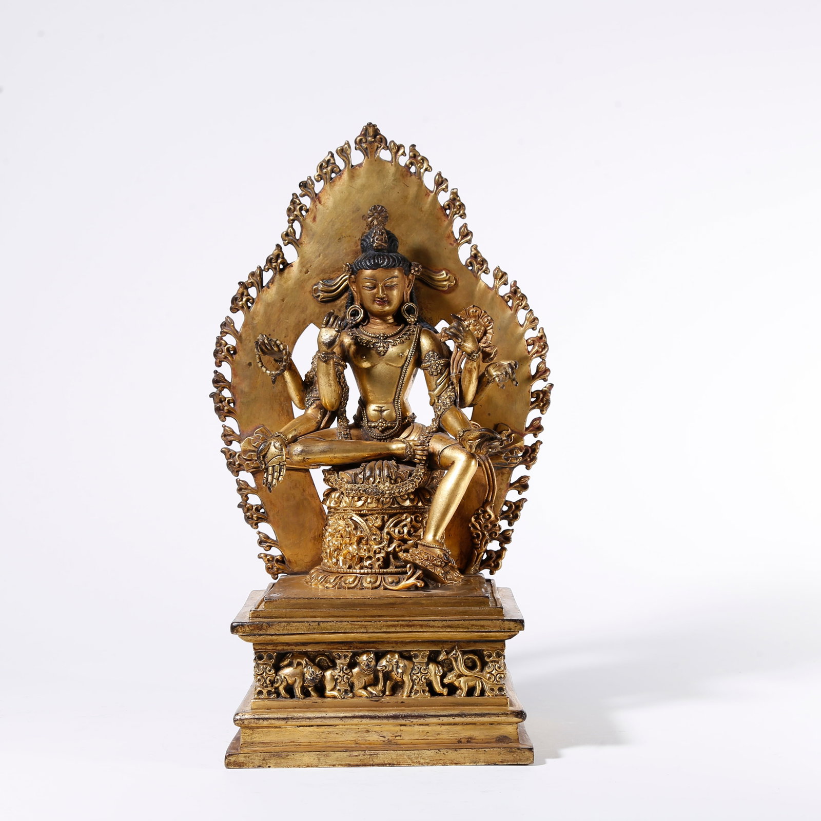 A GILT BRONZE STATUE OF BUDDHA MOTHER: Gilt Bronze Statue of Buddha Mother