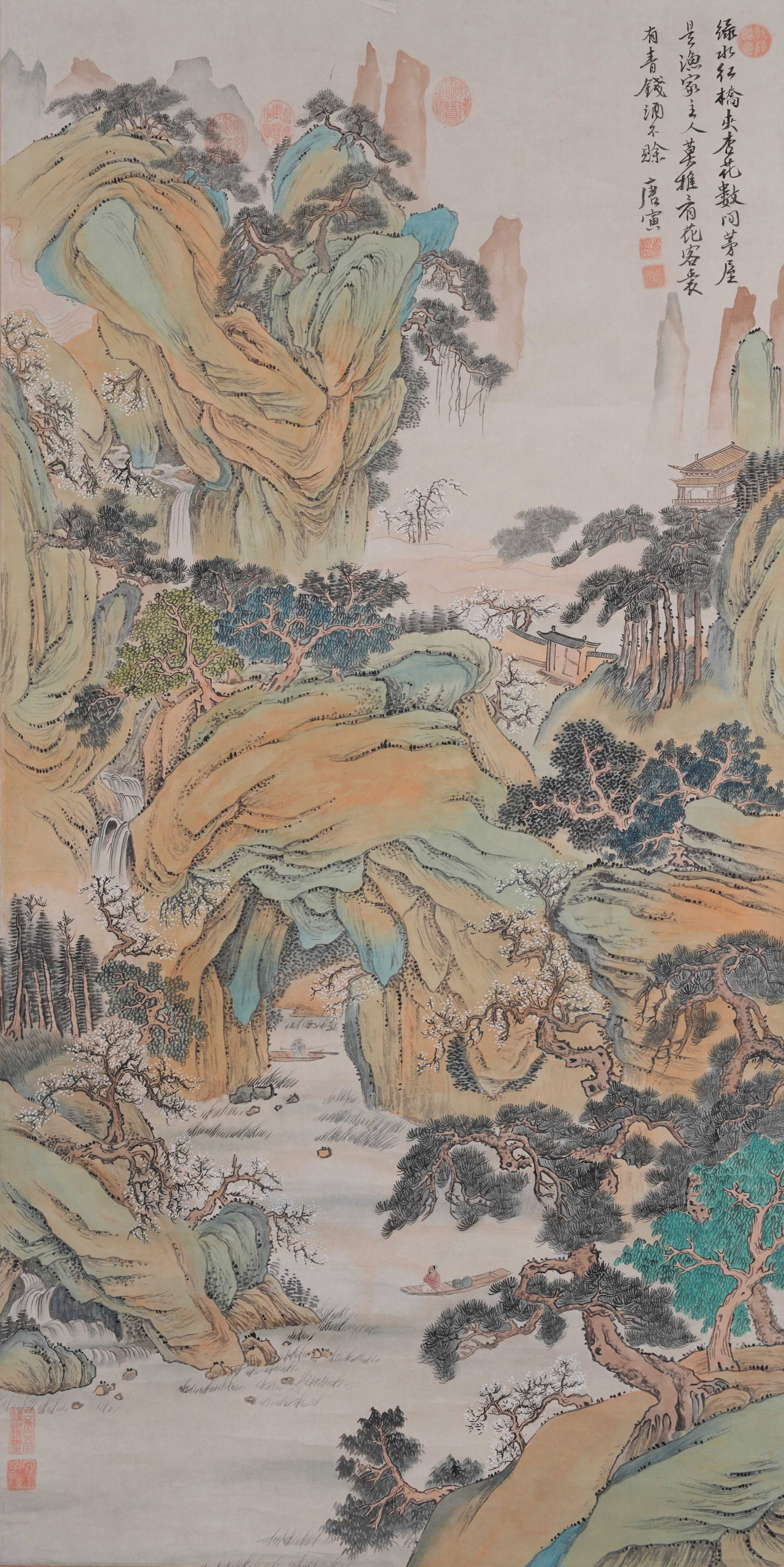 A LANDSCAPE PAINTING ON PAPER BY TANG BOHU.唐伯虎: Landscape Painting on Paper by Tang Bohu.唐伯虎