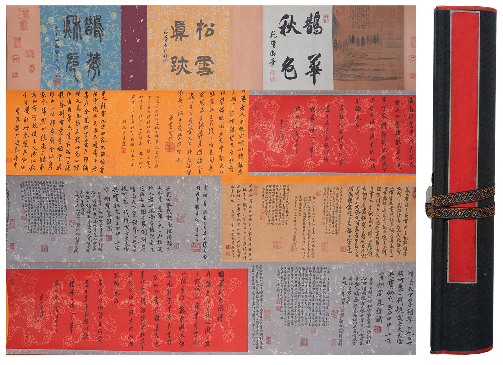 A HAND SCROLL OF LANDSCAPE ON SILK BY ZHAO MENGFU.趙孟頫: Hand Scroll of Landscape on Silk by Zhao Mengfu.趙孟頫