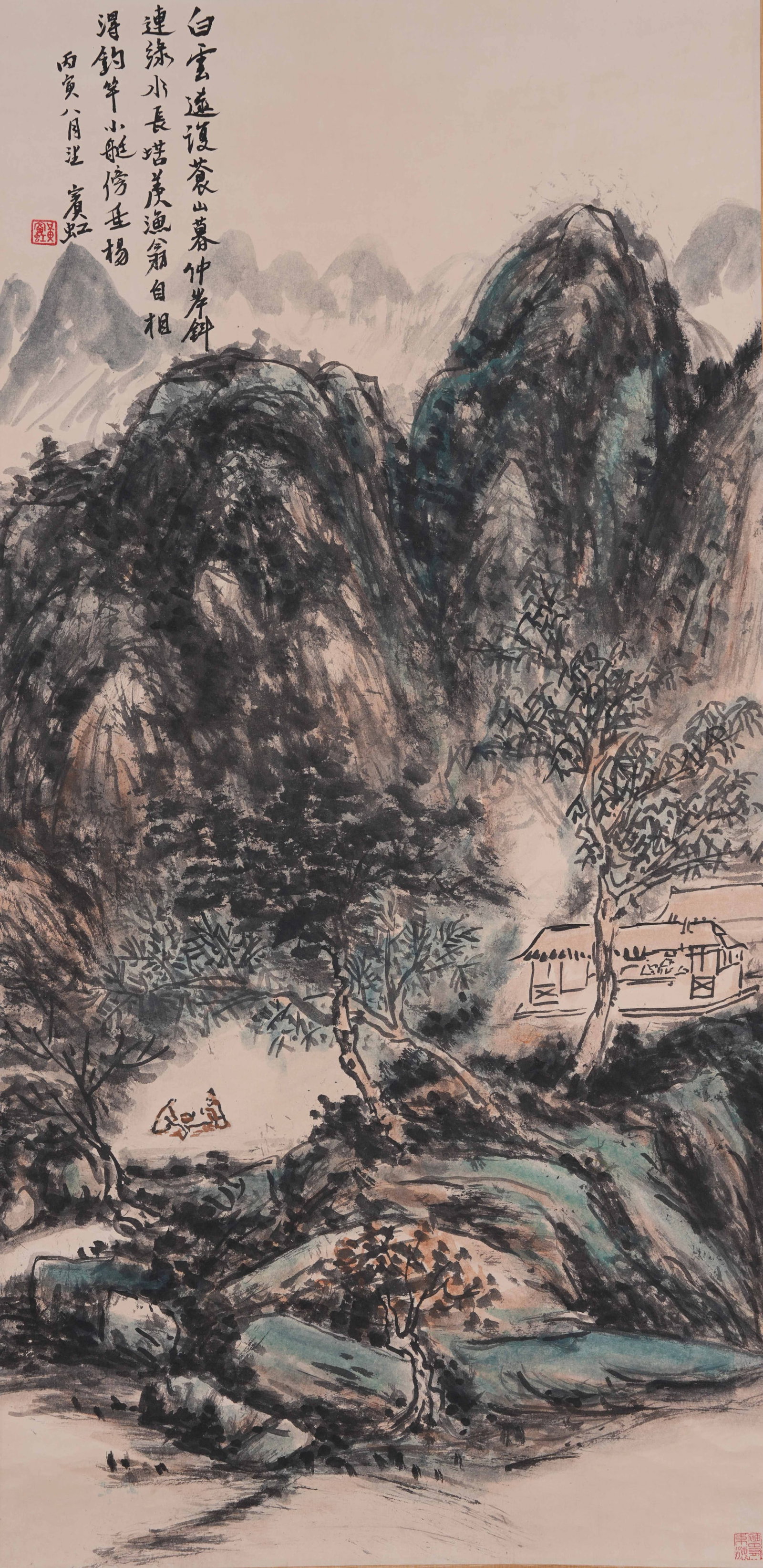 A LANDSCAPE PAINTING ON PAPER BY HUANG BINHONG.黃賓虹: Landscape Painting on Paper by Huang Binhong.黃賓虹