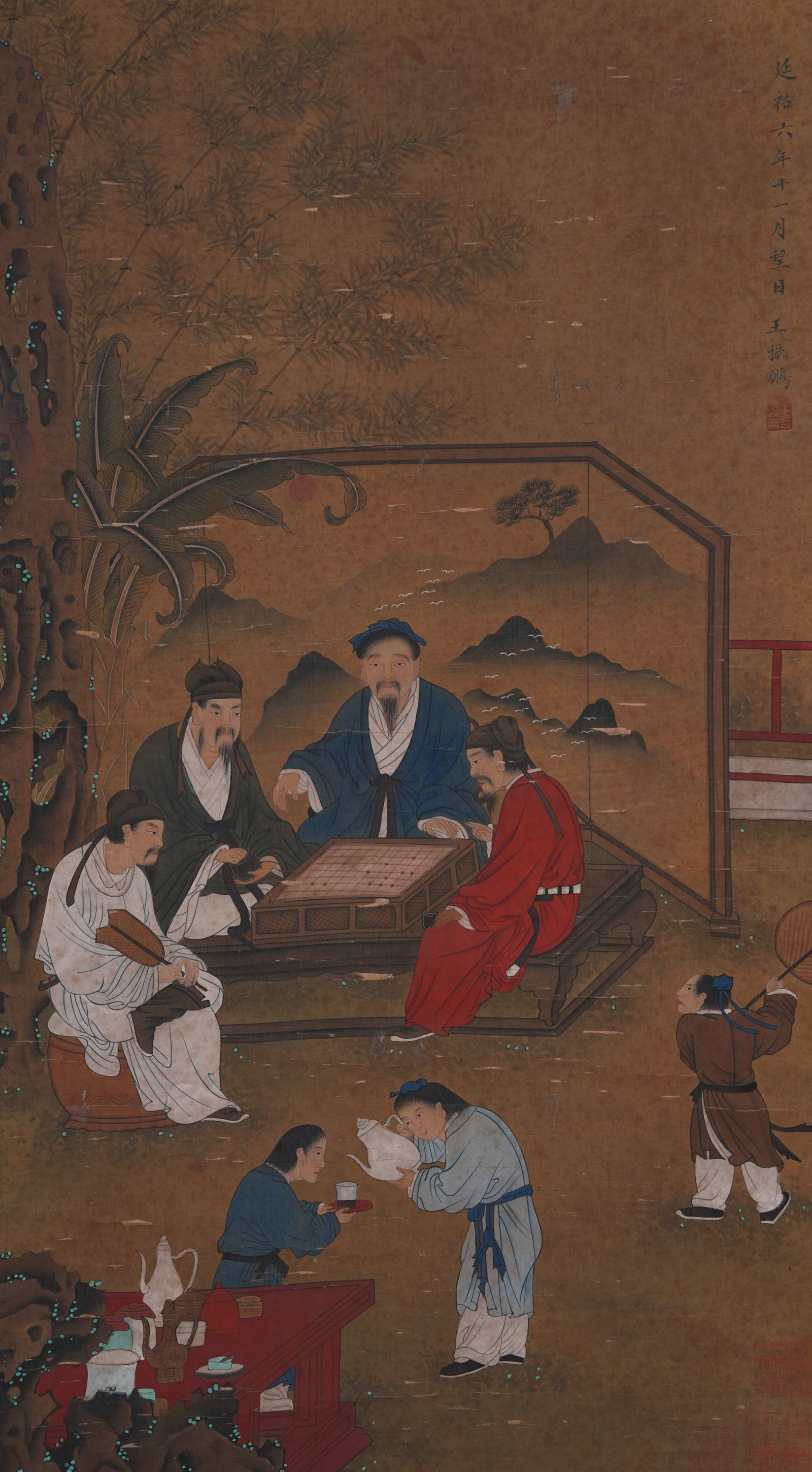 A FIGURE PAINTING ON SILK BY WANG ZHENPENG.王振鵬: Figure Painting on Silk by Wang Zhenpeng.王振鵬