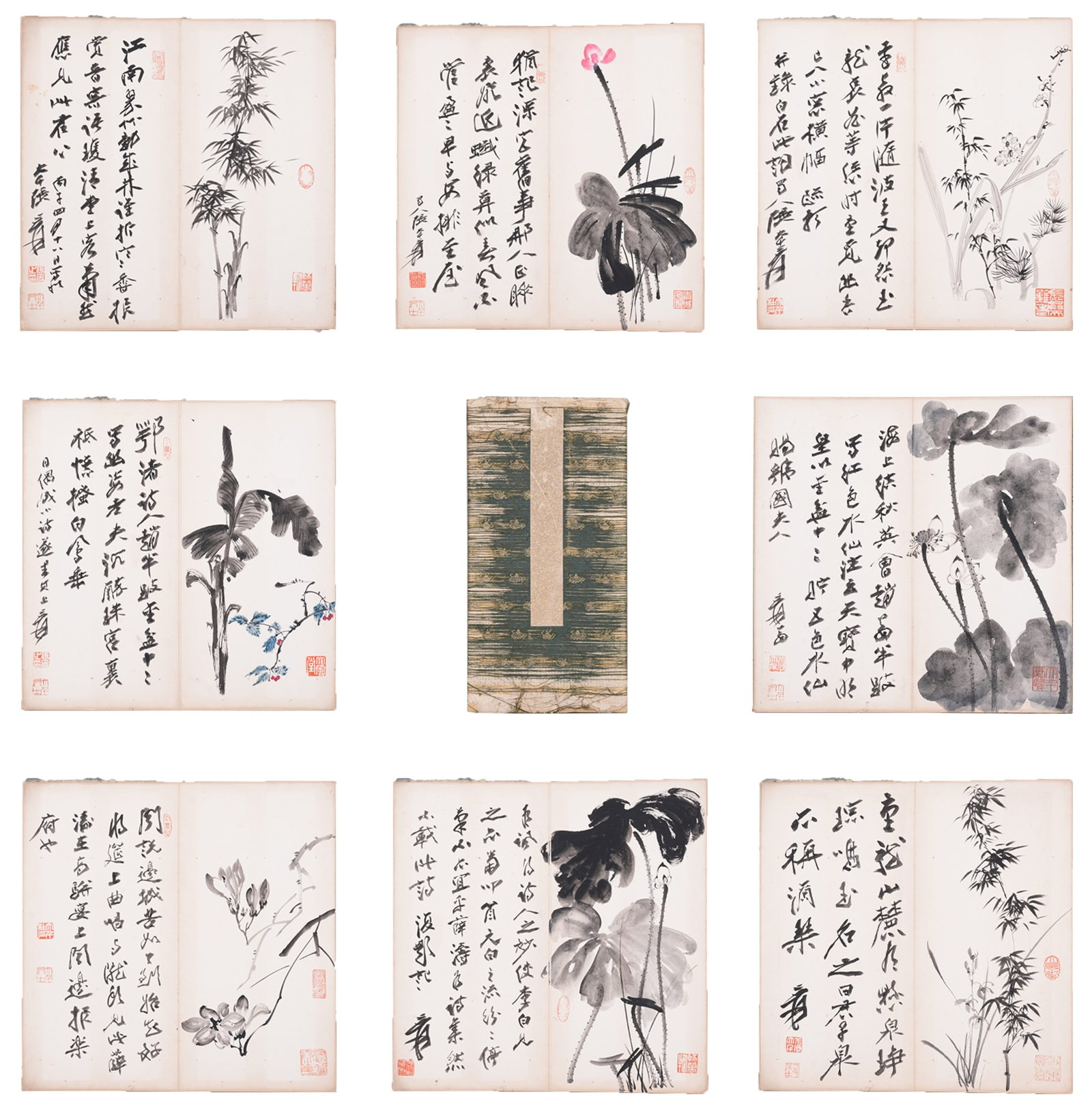 A ALBUM OF FLOWER PAINTINGS ON PAPER BY ZHANG DAQIAN (11 LEAVES).張大千: Album of Flower Paintings on Paper by Zhang Daqian (11 Leaves).張大千